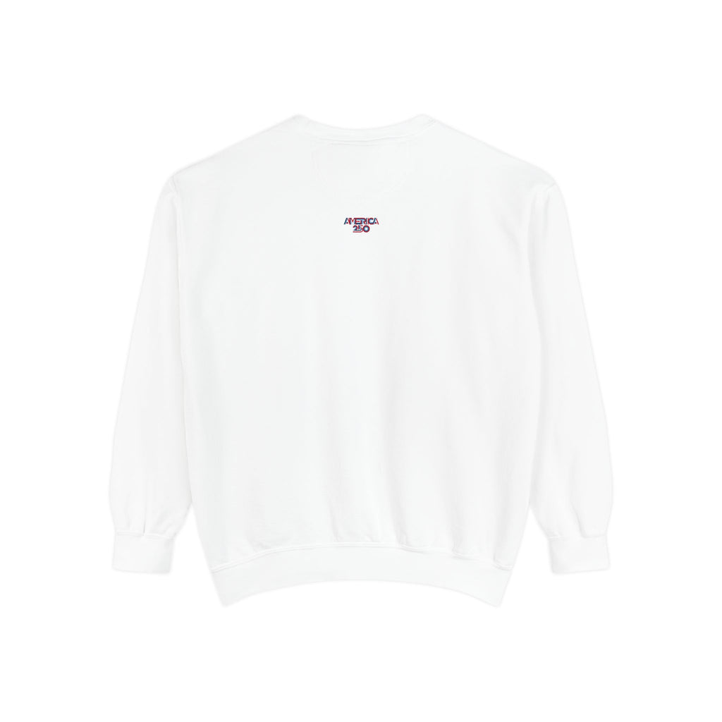 America 250 Retro Stripe Sweatshirt — Patriotic 250th Anniversary Crewneck