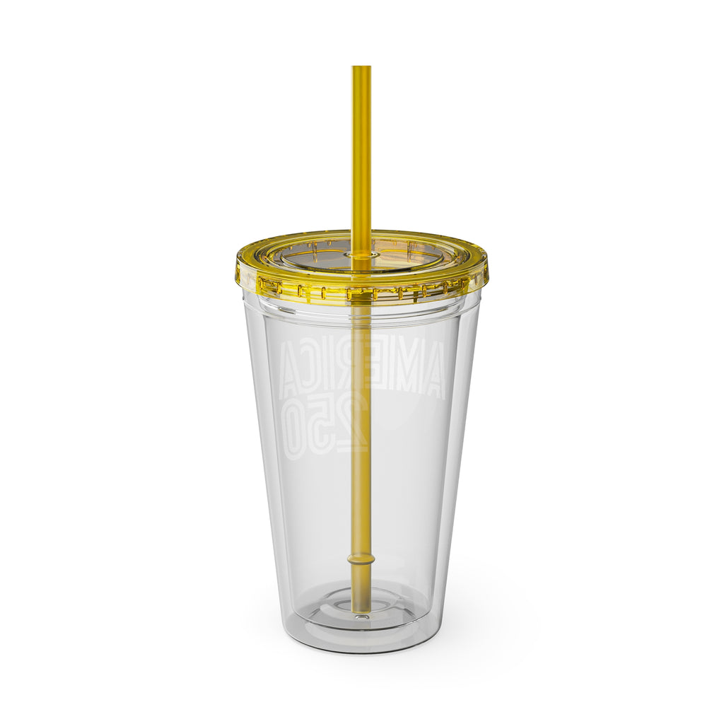 America 250 Tumbler | 16oz Clear Straw Cup