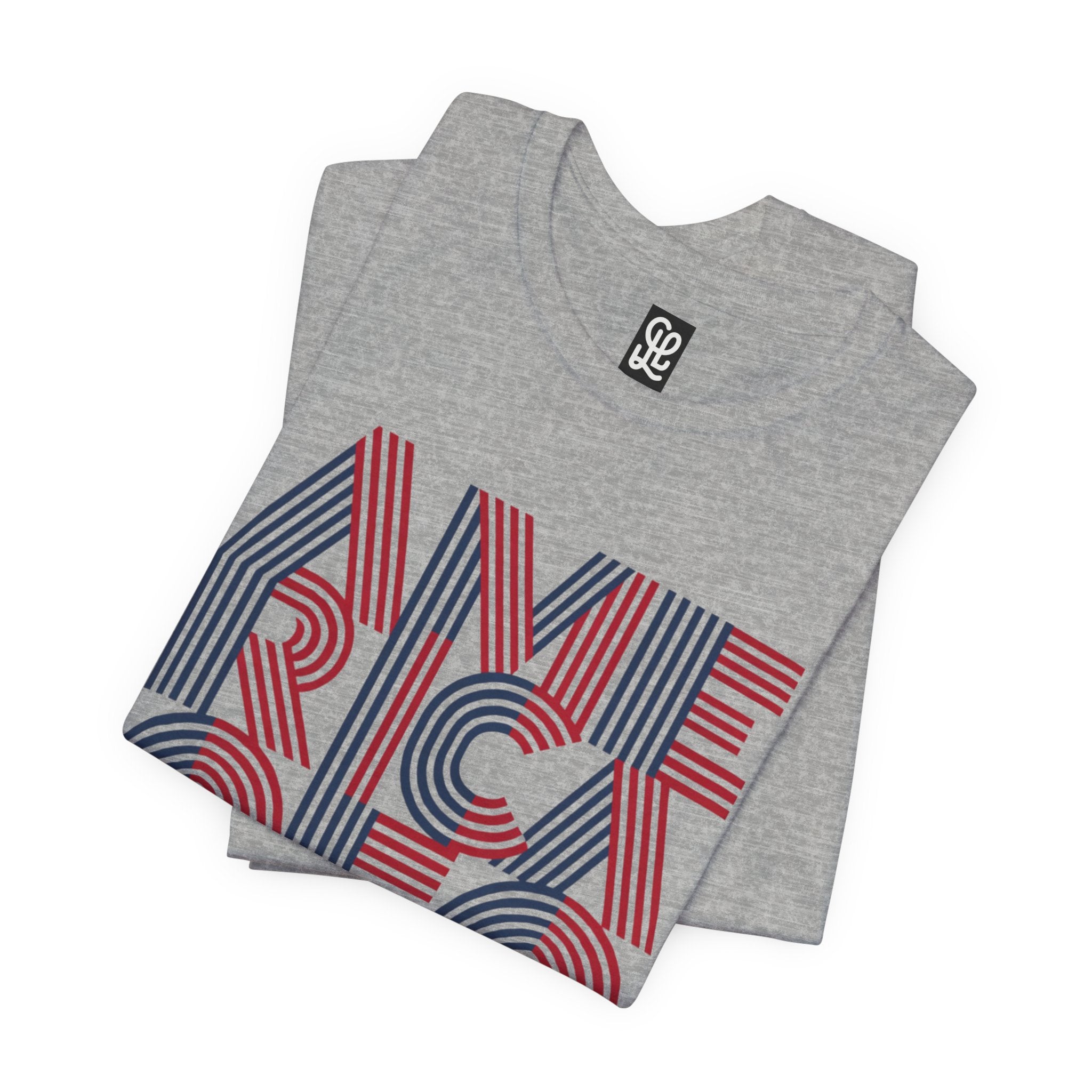 America 250 Tee | Patriotic Red Blue Striped Typography