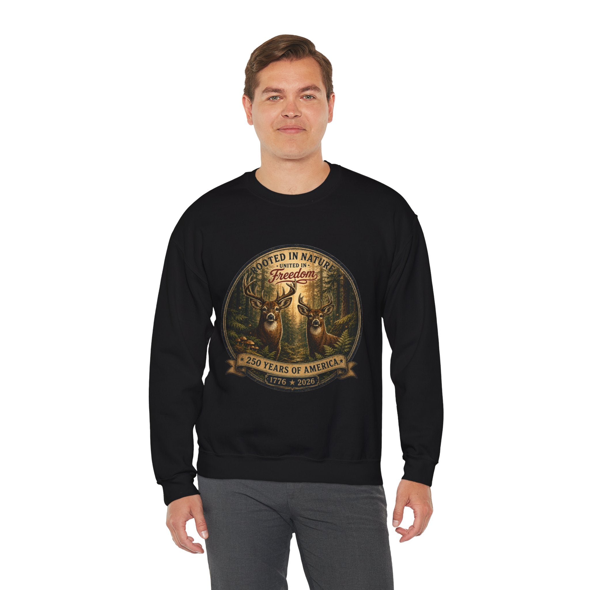 oryggy - america-250-unisex-heavy-blend™-crewneck-sweatshirt-rooted-in-nature - Vintage Patriotic Apparel