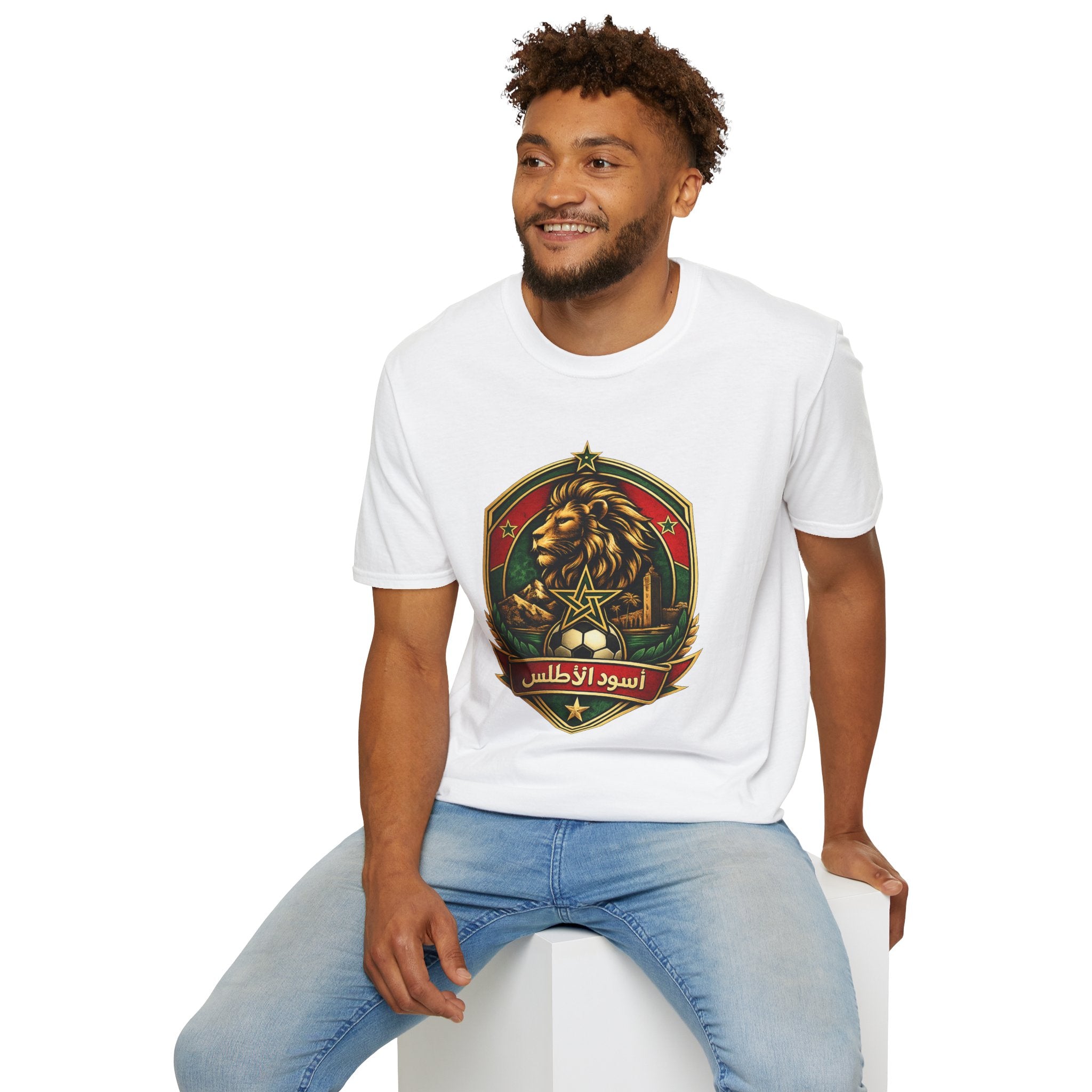 FIFA World Cup 2026 Morocco Lion Emblem T-Shirt — Arabic Script Retro Crest Tee - Oryggy
