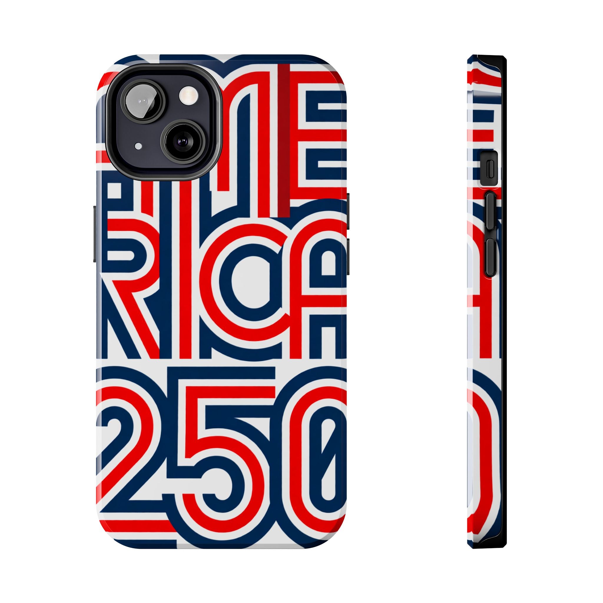 Patriotic 'America 250' Tough Phone Case – Red, White & Blue Retro Typography