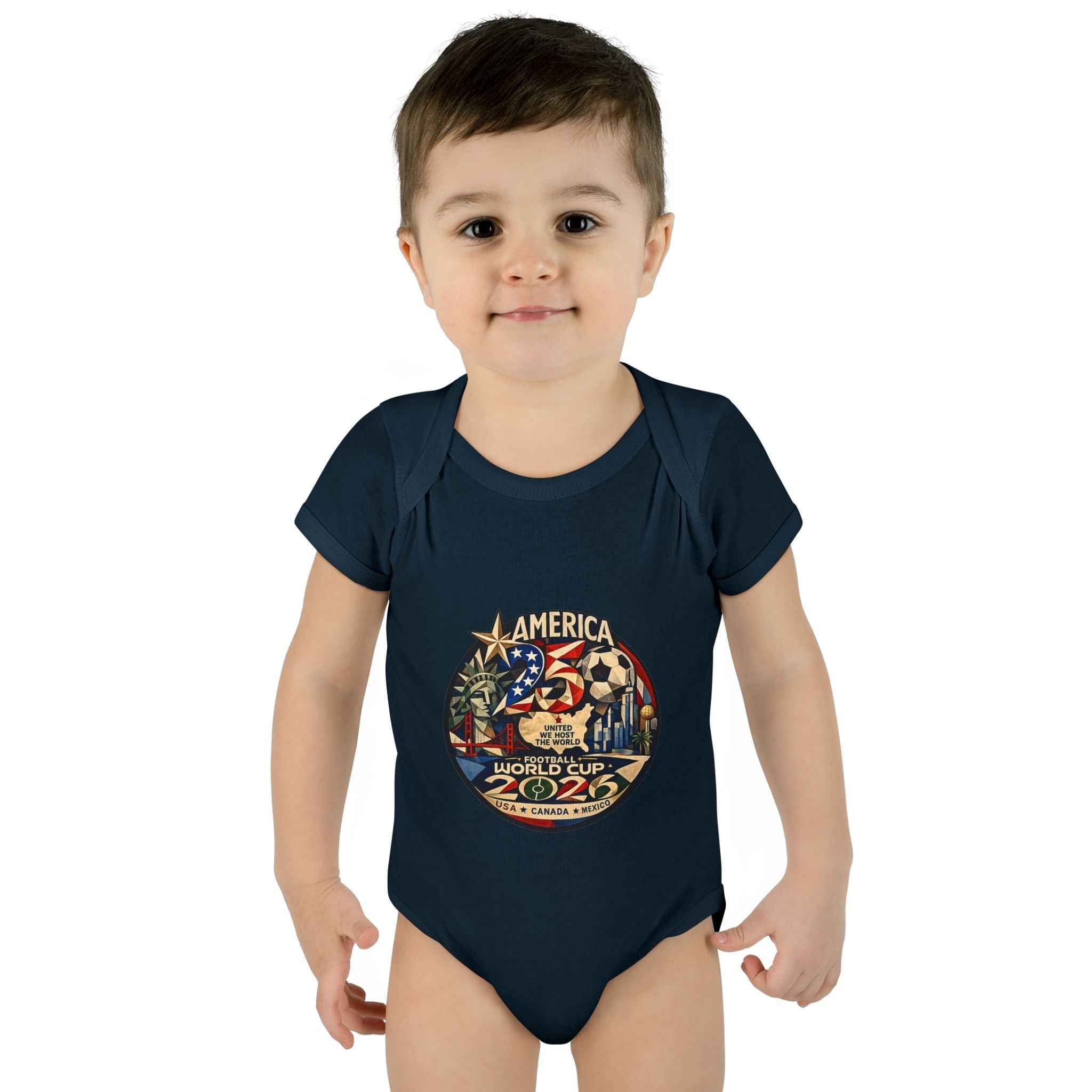 America 250 x FIFA World Cup 2026 Baby Bodysuit — Patriotic Infant Onesie for 250th Anniversary