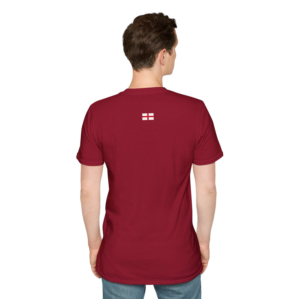 Back view of oryggy "Proper Football" vintage crest t-shirt, premium lightweight cotton soccer tee showing the clean seamless tubular silhouette.