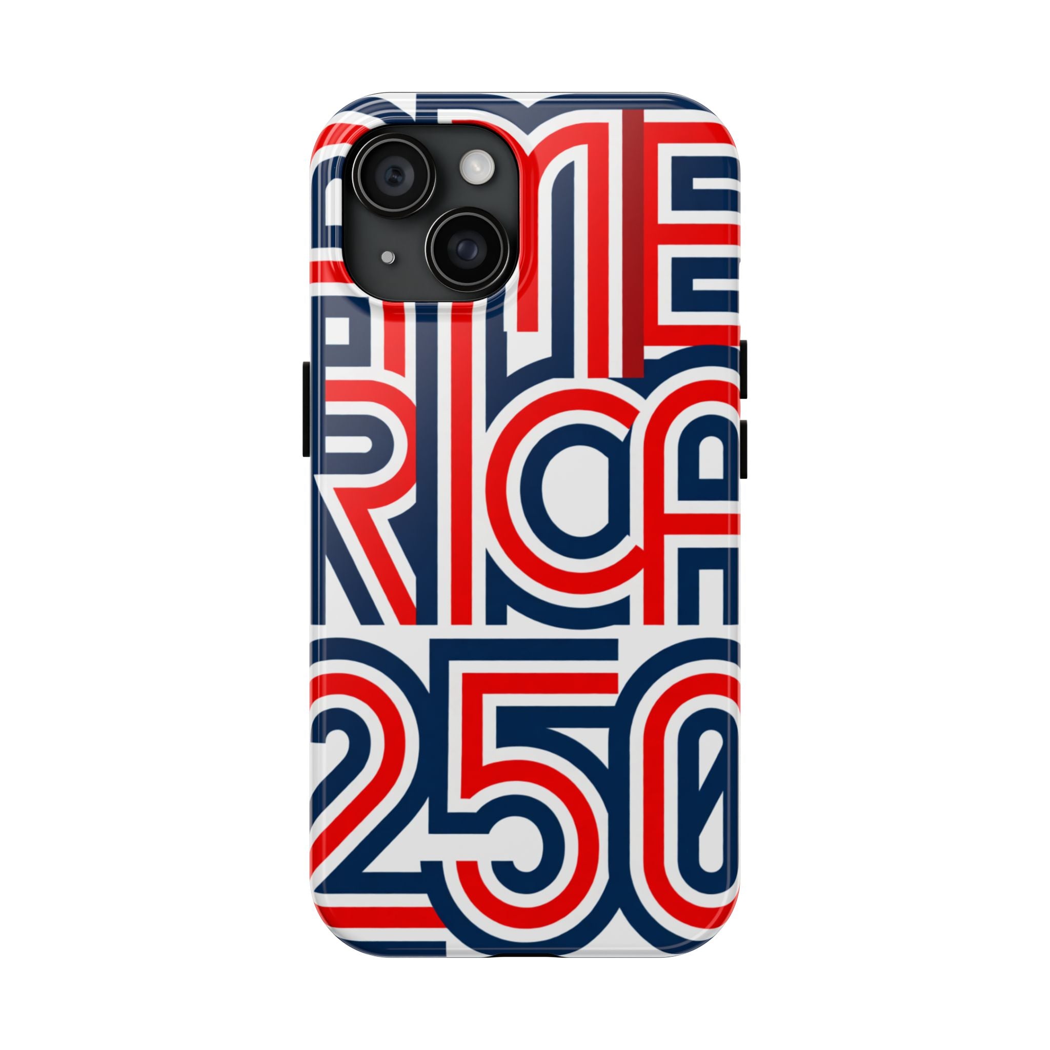Patriotic 'America 250' Tough Phone Case – Red, White & Blue Retro Typography