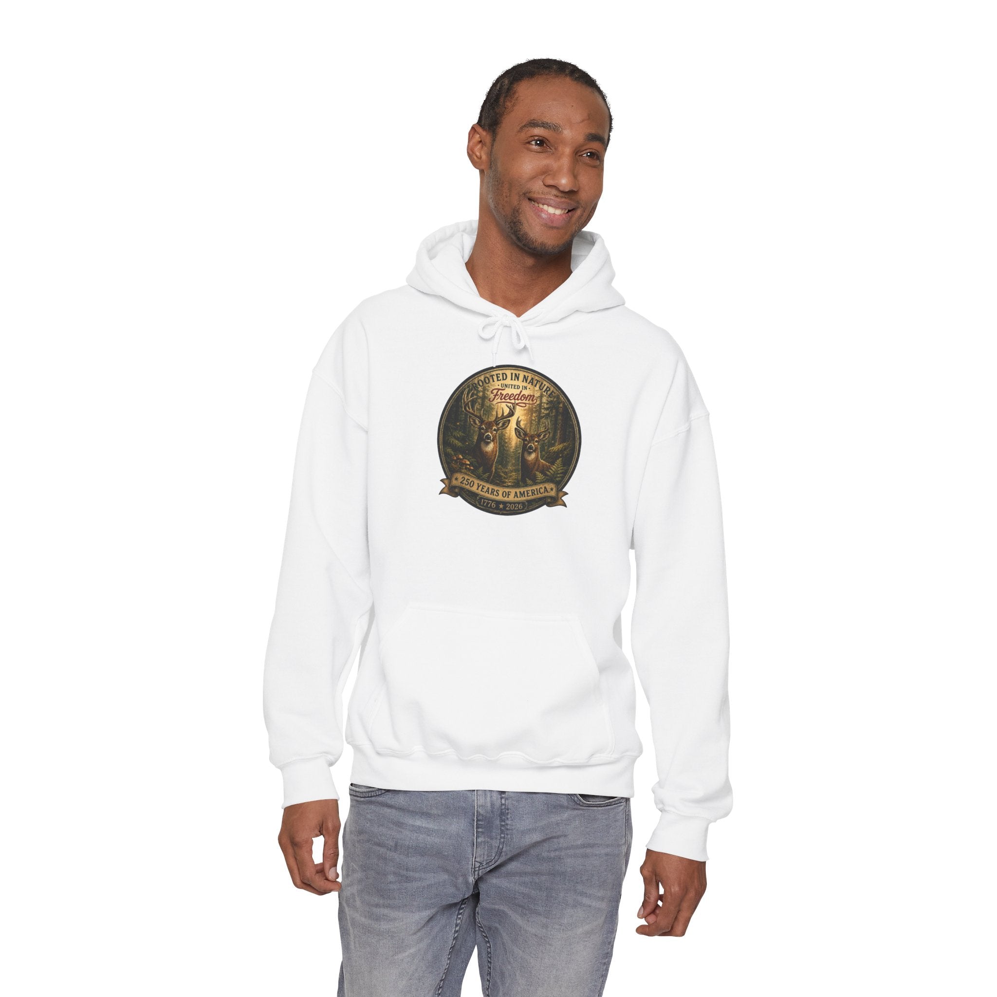 oryggy - america-250-unisex-heavy-blend™-hooded-sweatshirt-rooted-in-nature - Vintage Patriotic Apparel