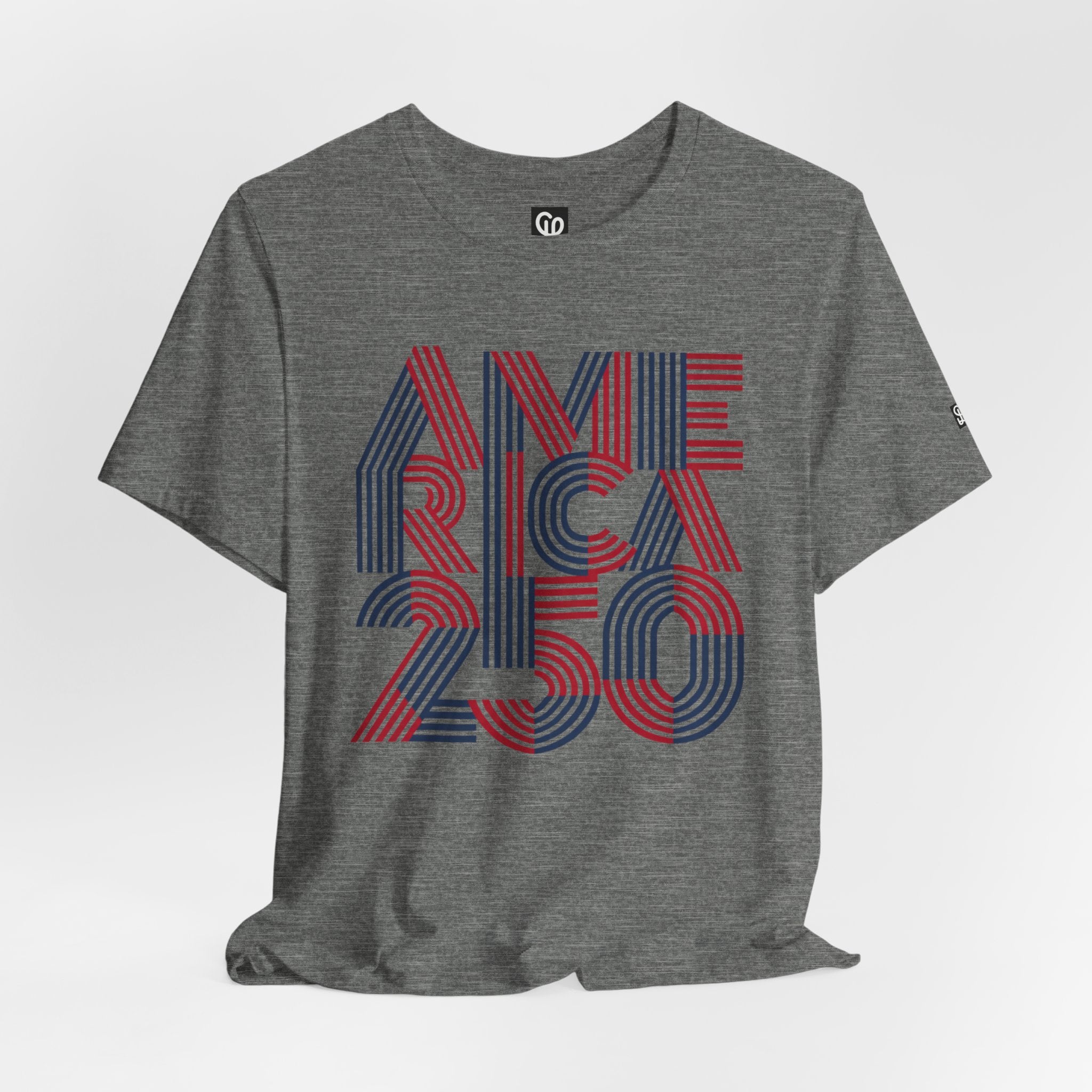 America 250 Tee | Patriotic Red Blue Striped Typography