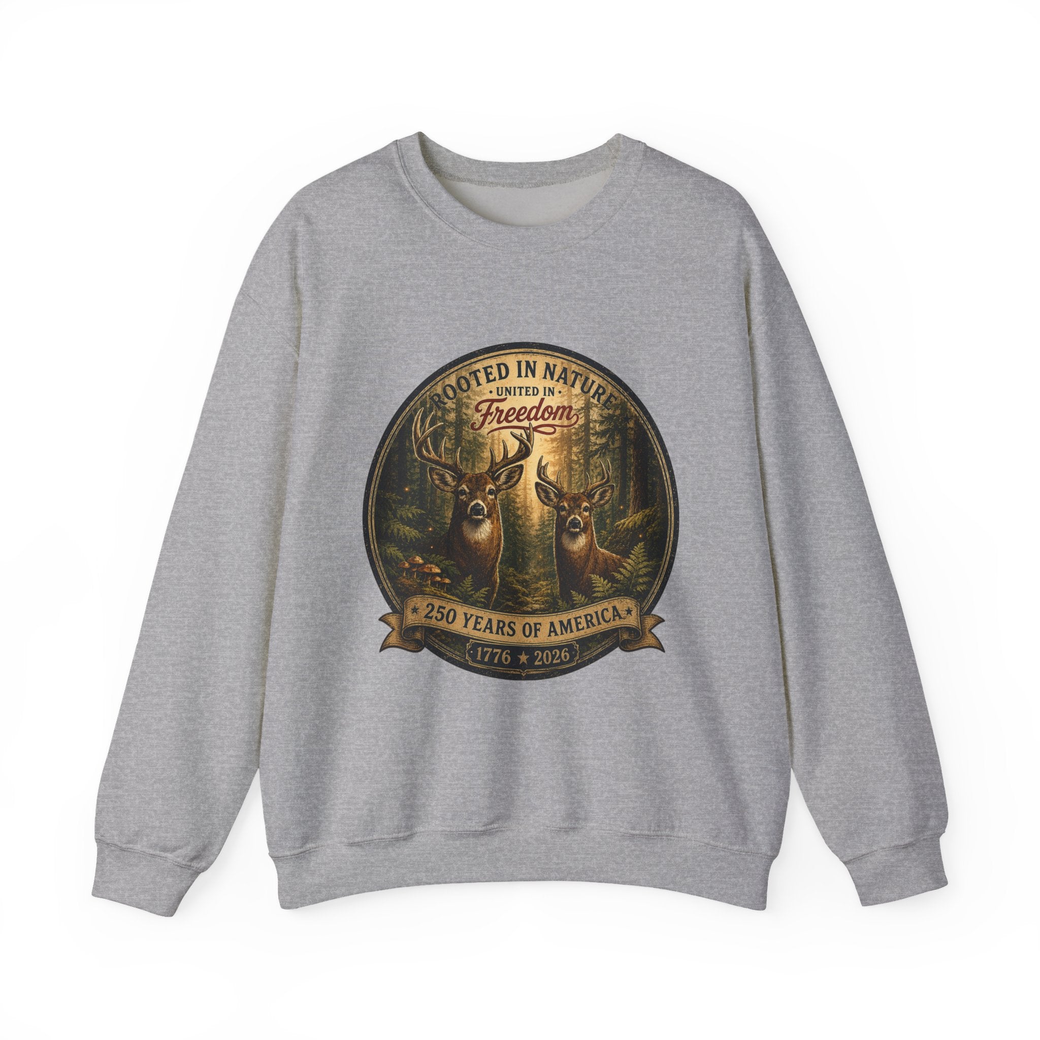 oryggy - america-250-unisex-heavy-blend™-crewneck-sweatshirt-rooted-in-nature - Vintage Patriotic Apparel