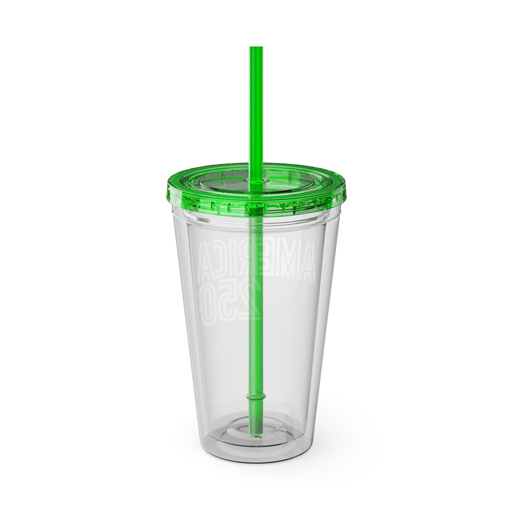 America 250 Tumbler | 16oz Clear Straw Cup
