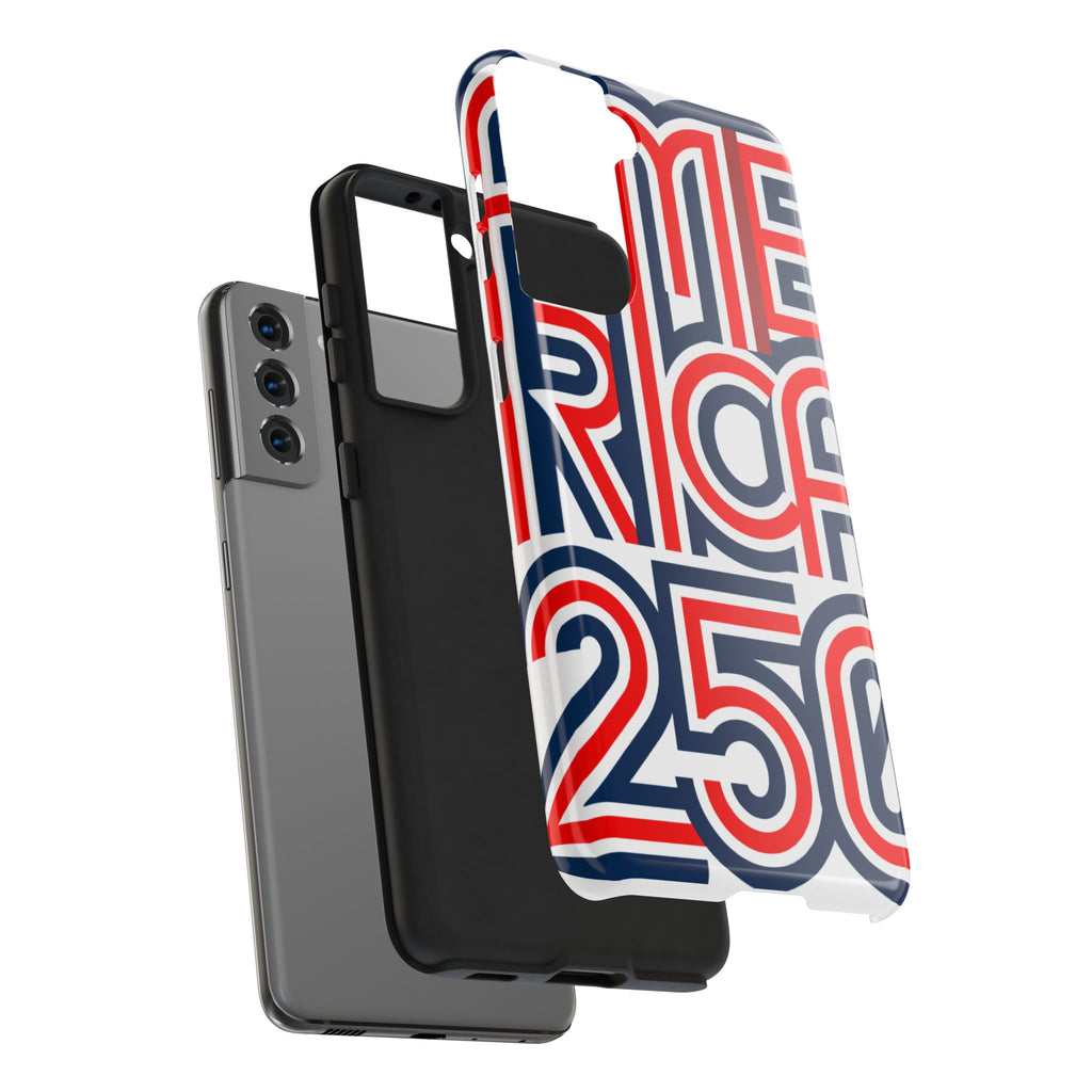 Patriotic 'America 250' Tough Phone Case – Red, White & Blue Retro Typography