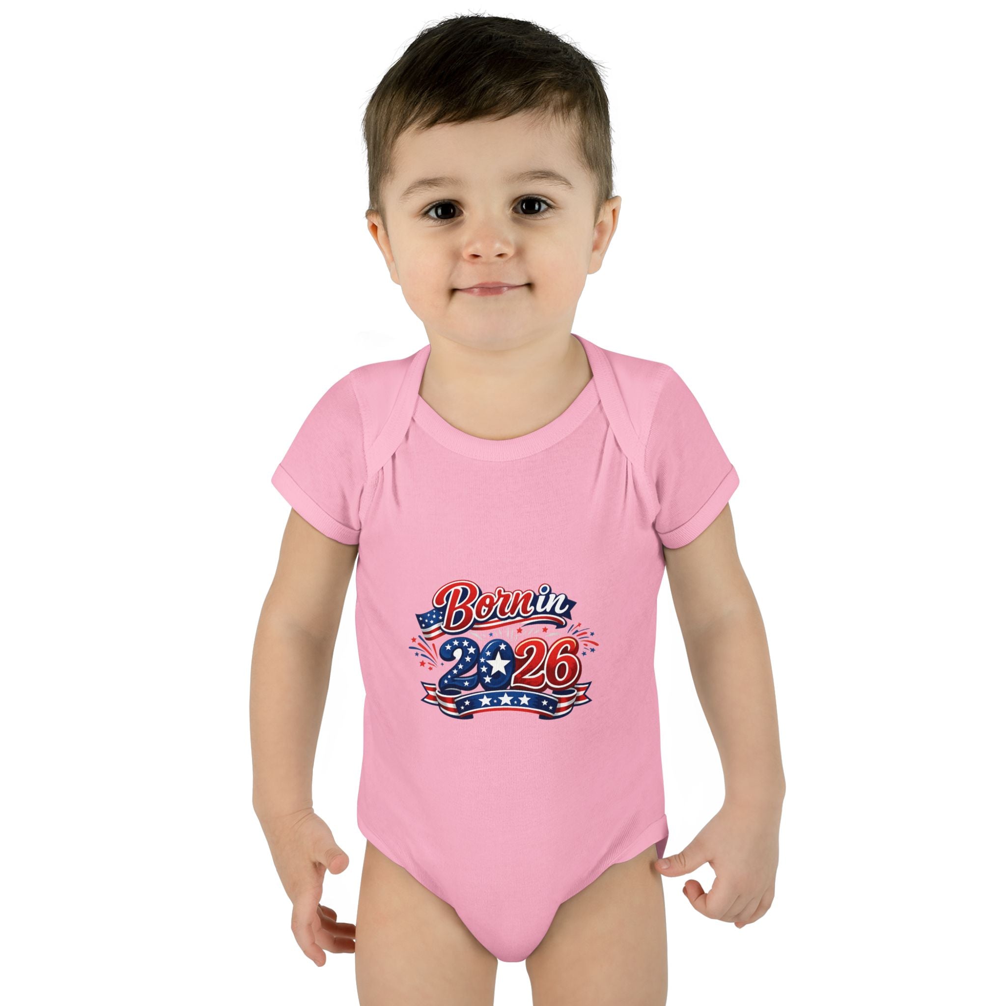 America 250 Born in 2026 Baby Bodysuit — Patriotic USA Infant Onesie