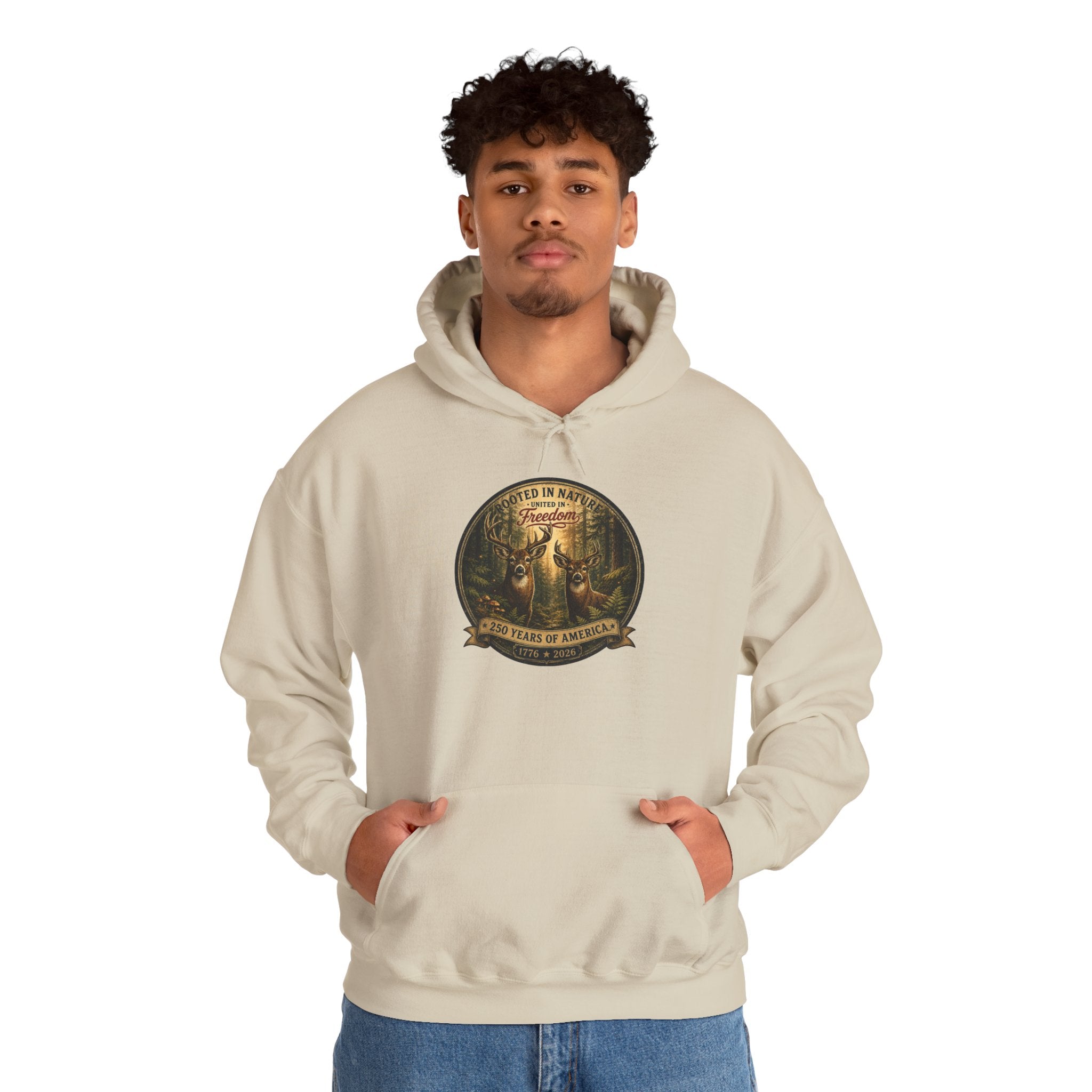 oryggy - america-250-unisex-heavy-blend™-hooded-sweatshirt-rooted-in-nature - Vintage Patriotic Apparel
