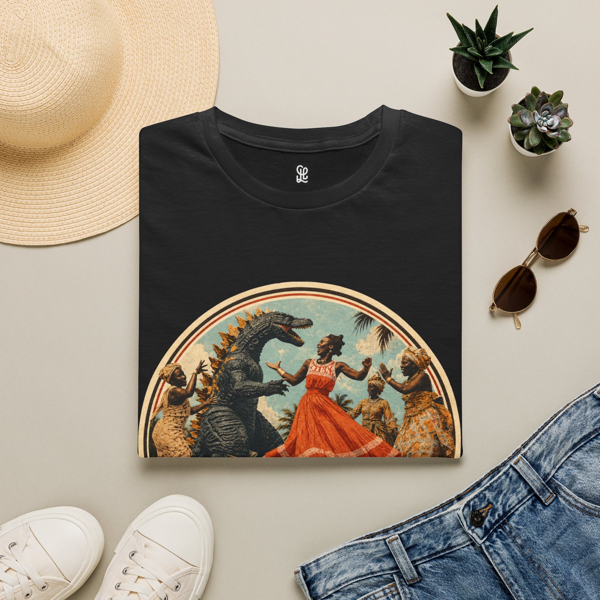 oryggy Originals Summer line Retro Dance Godzilla T-Shirt — Vintage 'Lasst uns tanzen' Graphic