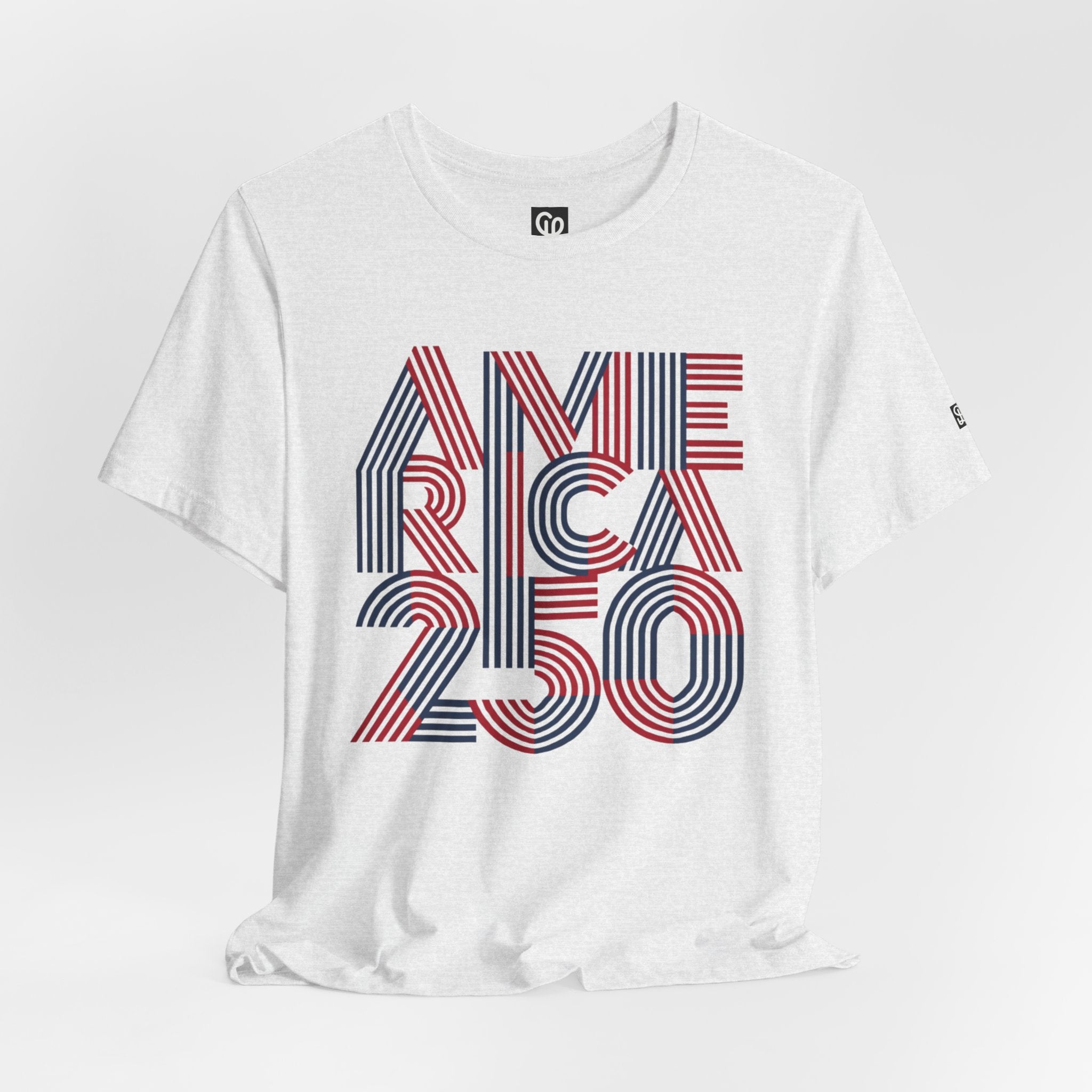 America 250 Tee | Patriotic Red Blue Striped Typography
