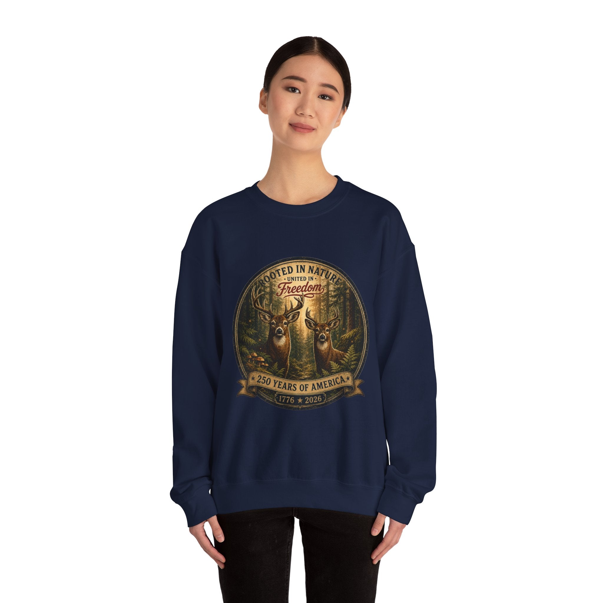 oryggy - america-250-unisex-heavy-blend™-crewneck-sweatshirt-rooted-in-nature - Vintage Patriotic Apparel