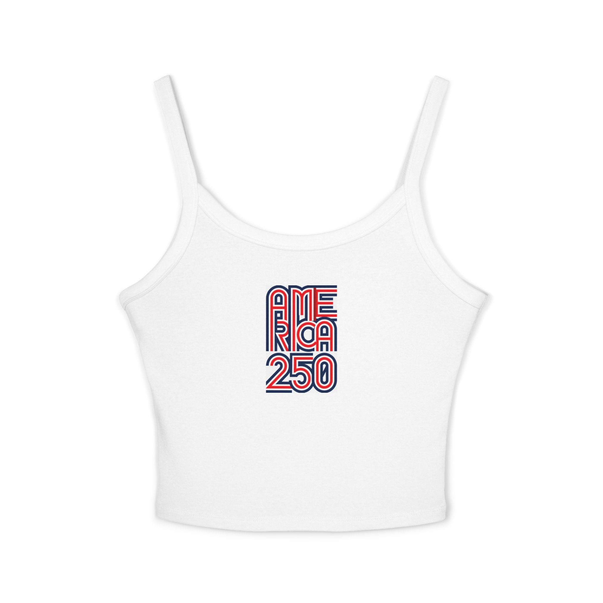 America 250 Crop Tank Top — Retro Patriotic USA 250 Celebration Spaghetti Strap