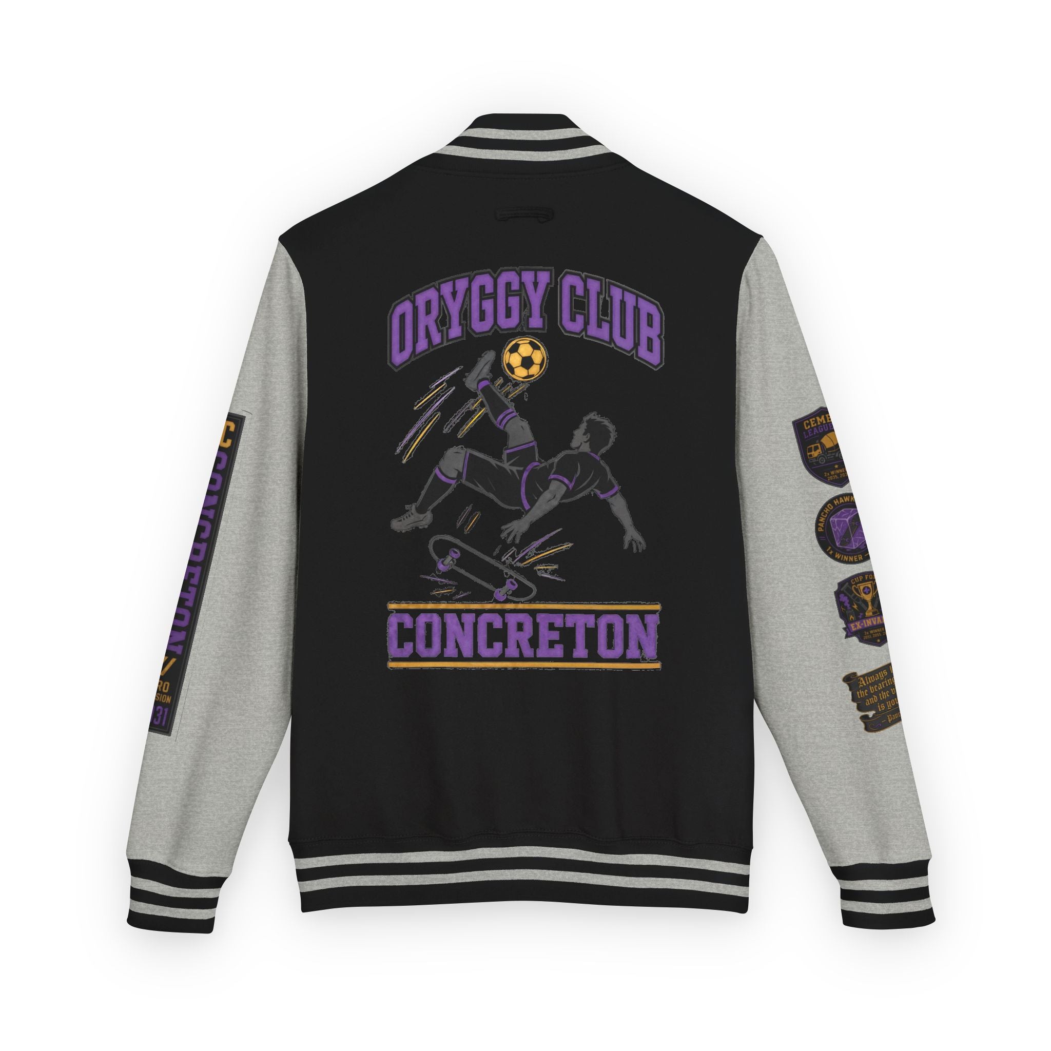 OC Concreton Varsity Jacket — Pancho Hawks "Cold Bearings" Distressed Edition