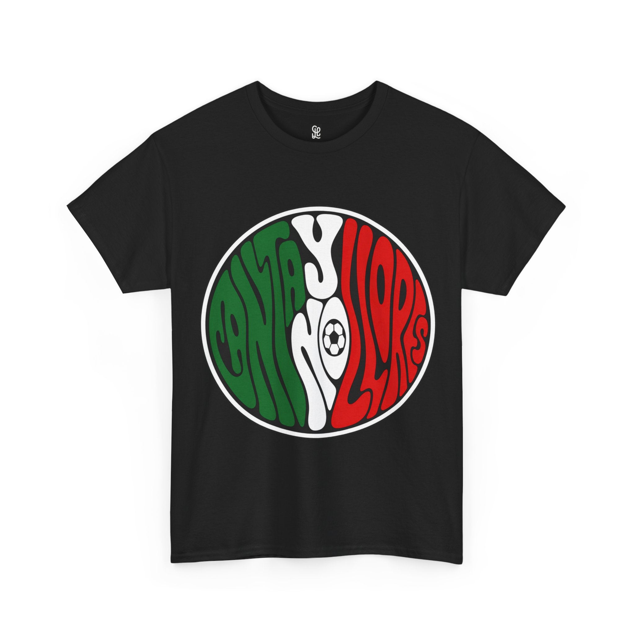 Black variant of oryggy Mexico Soccer retro logo t-shirt, casual summer lifestyle cotton tee with a comfortable tubular knit structure.
