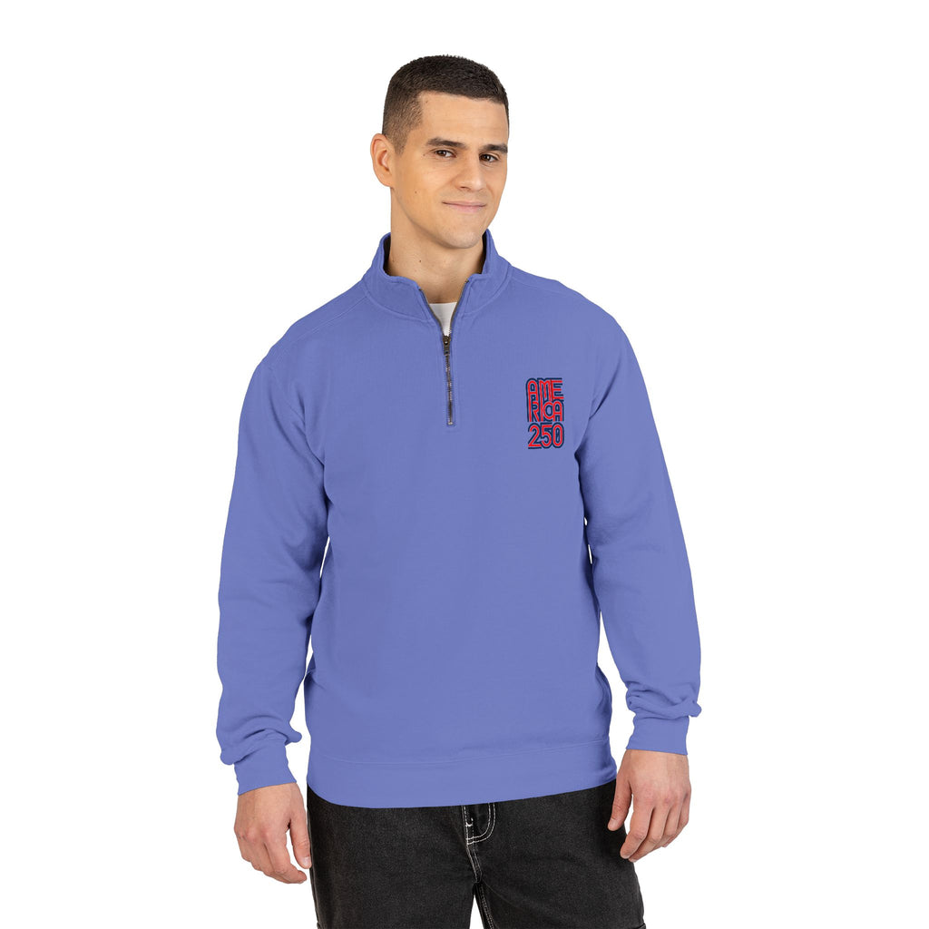 Quarter-Zip Sweatshirt — American Flag '250' Chest Logo