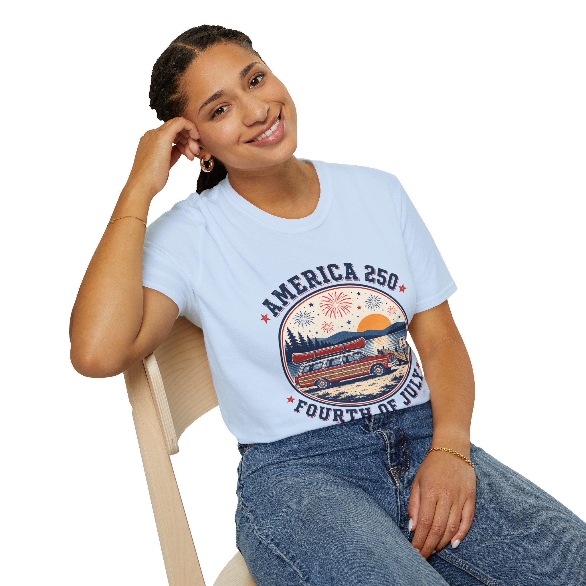 oryggy - america-250-fourth-of-july-personalized-t-shirt-patriotic-fireworks-sunset-tee - Vintage Patriotic Apparel