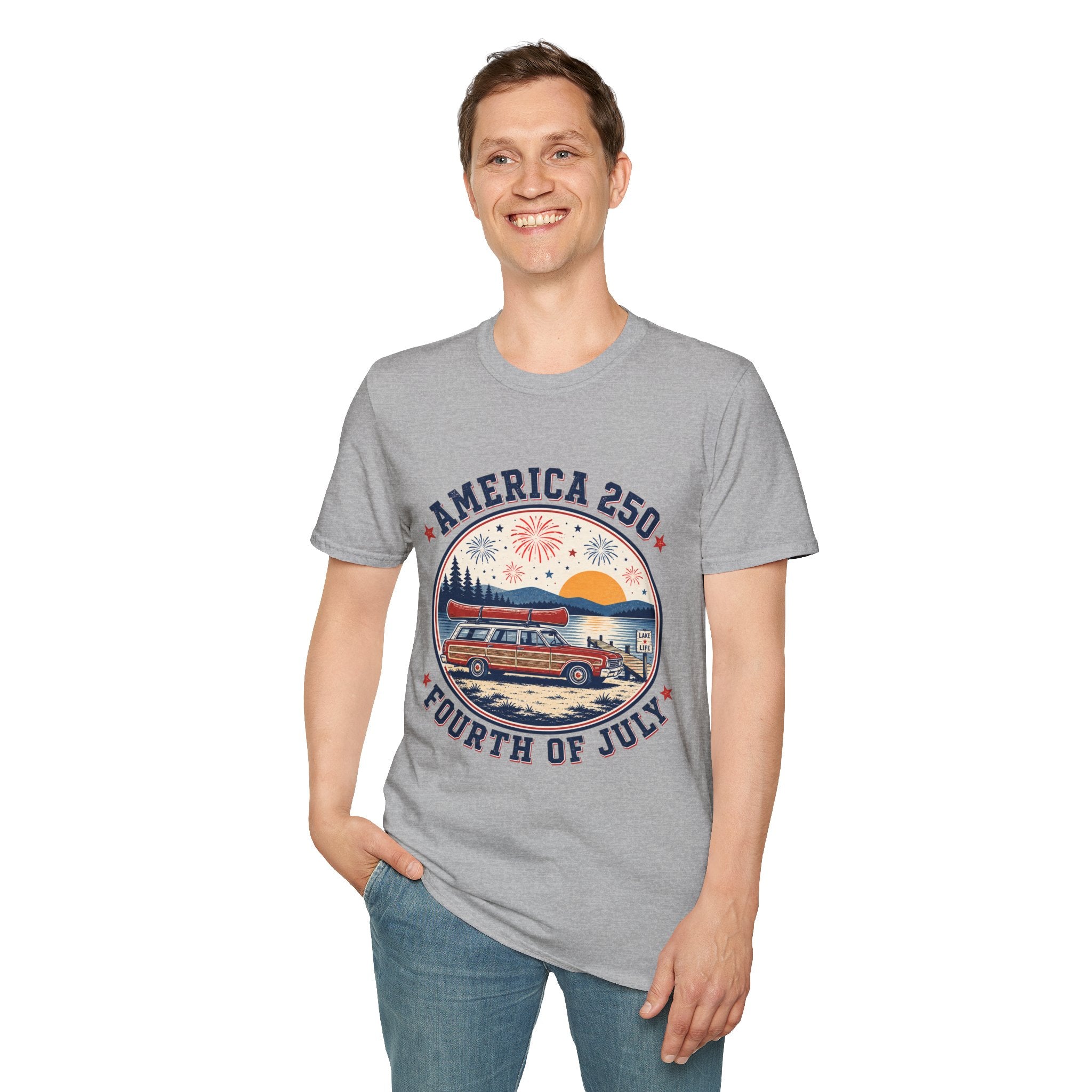 oryggy - america-250-fourth-of-july-personalized-t-shirt-patriotic-fireworks-sunset-tee - Vintage Patriotic Apparel