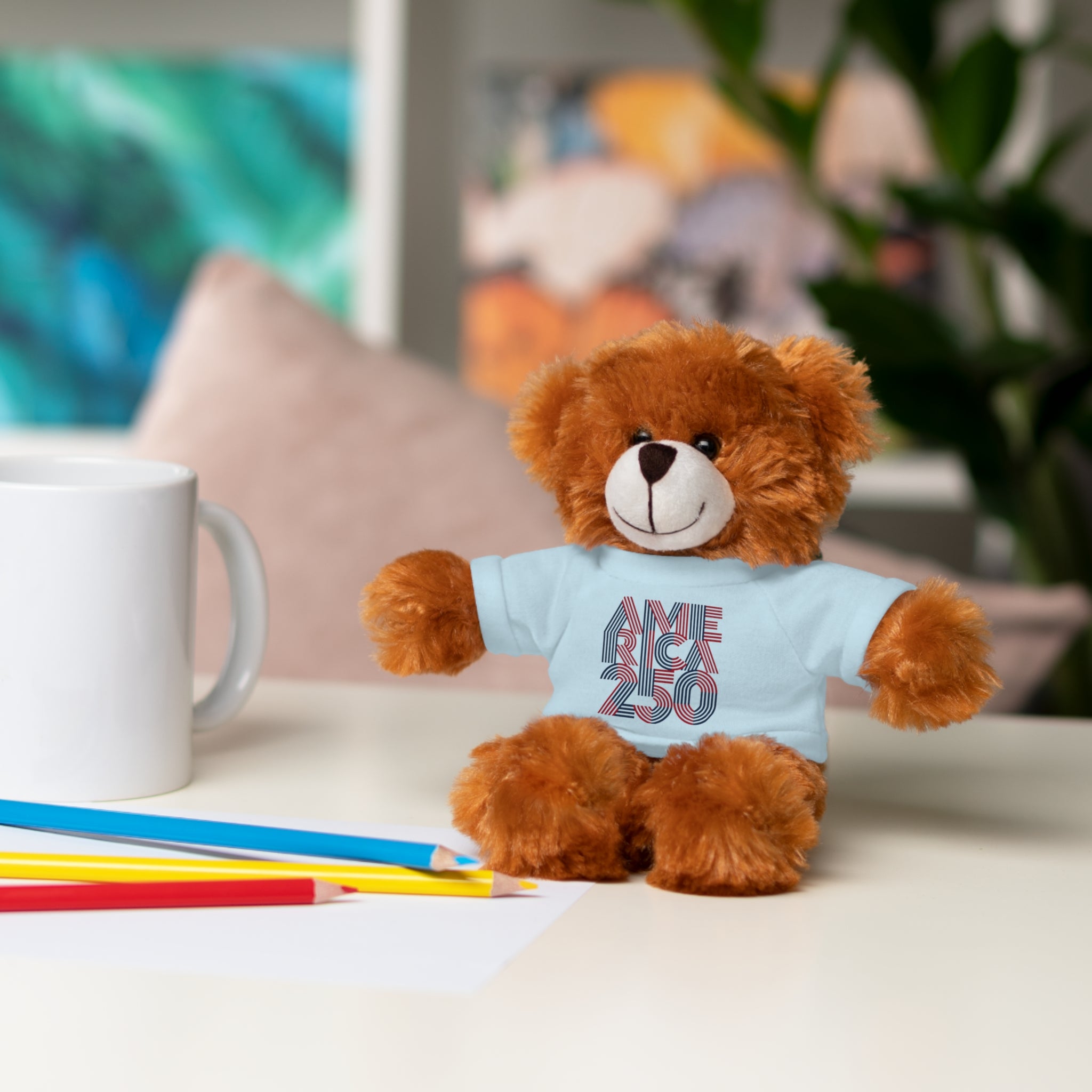 America 250 Teddy Bear plush | Patriotic stuffed animal with tee