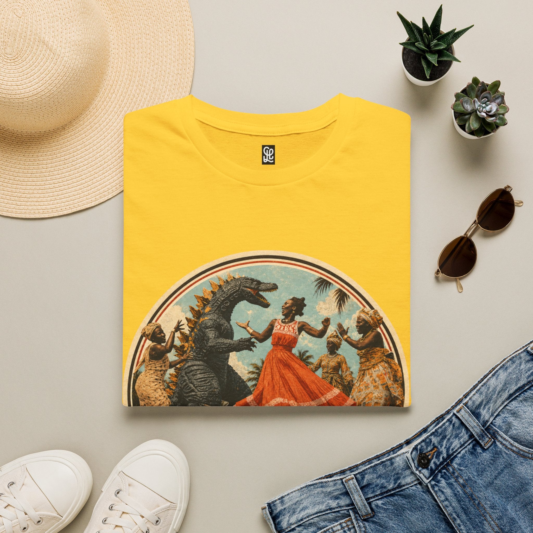 oryggy Originals Summer line Retro Dance Godzilla T-Shirt — Vintage 'Lasst uns tanzen' Graphic