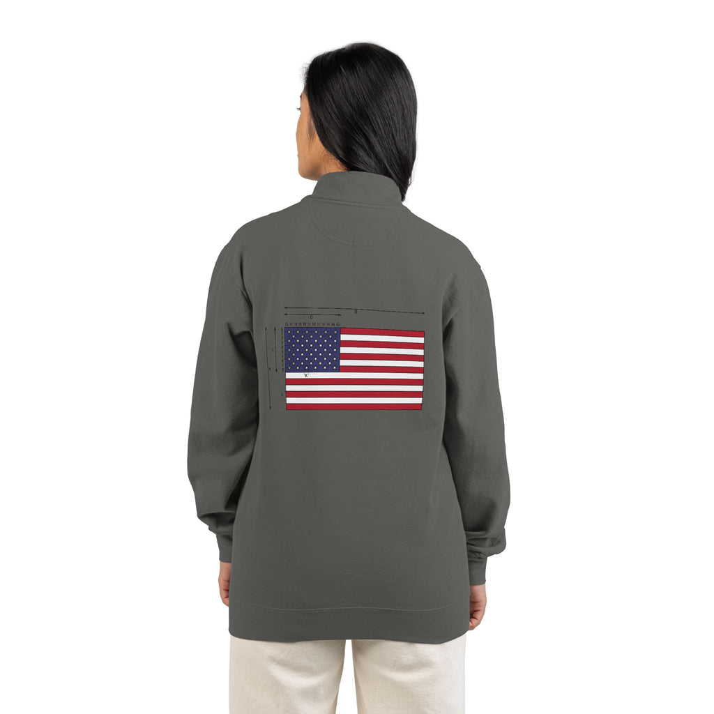 Quarter-Zip Sweatshirt — American Flag '250' Chest Logo