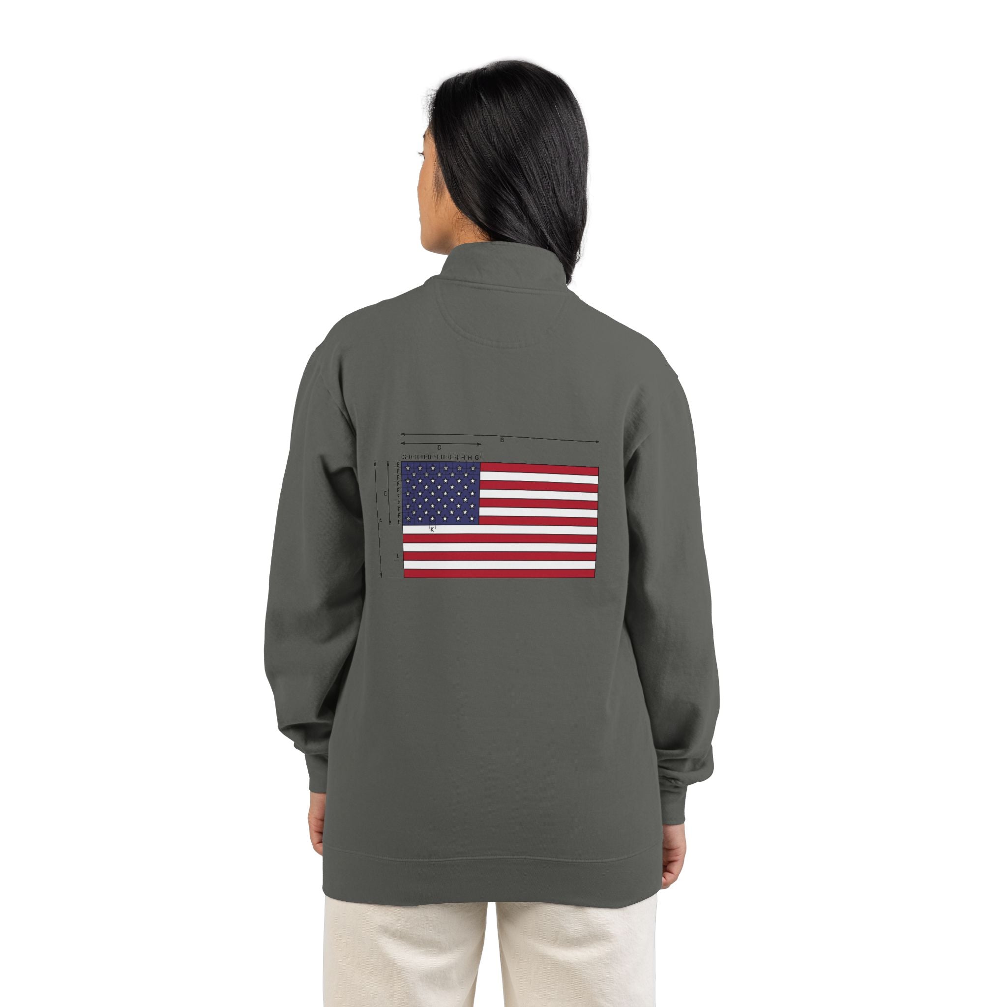 Quarter-Zip Sweatshirt — American Flag '250' Chest Logo