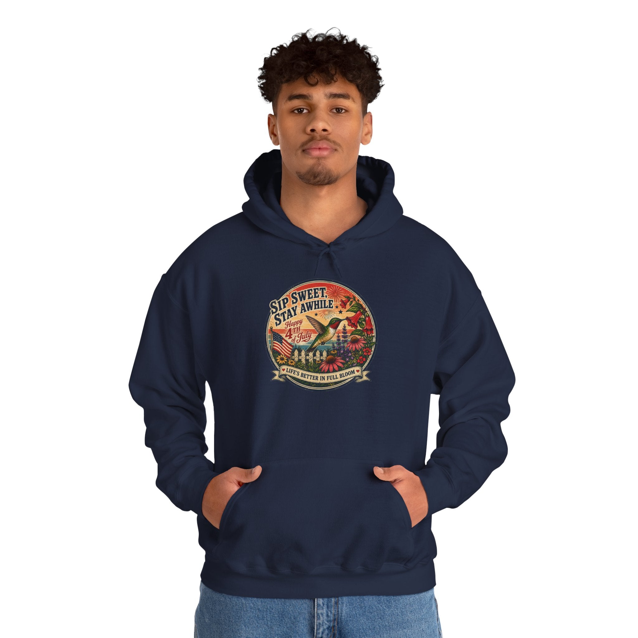 oryggy - america-250-unisex-heavy-blend™-hooded-sweatshirt-hummingbird-tee - Vintage Patriotic Apparel