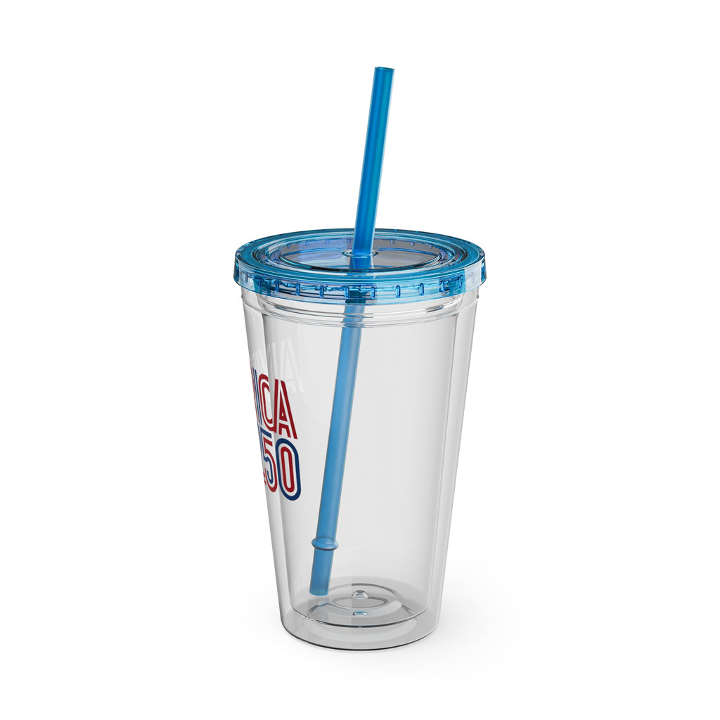 America 250 Tumbler | 16oz Clear Straw Cup