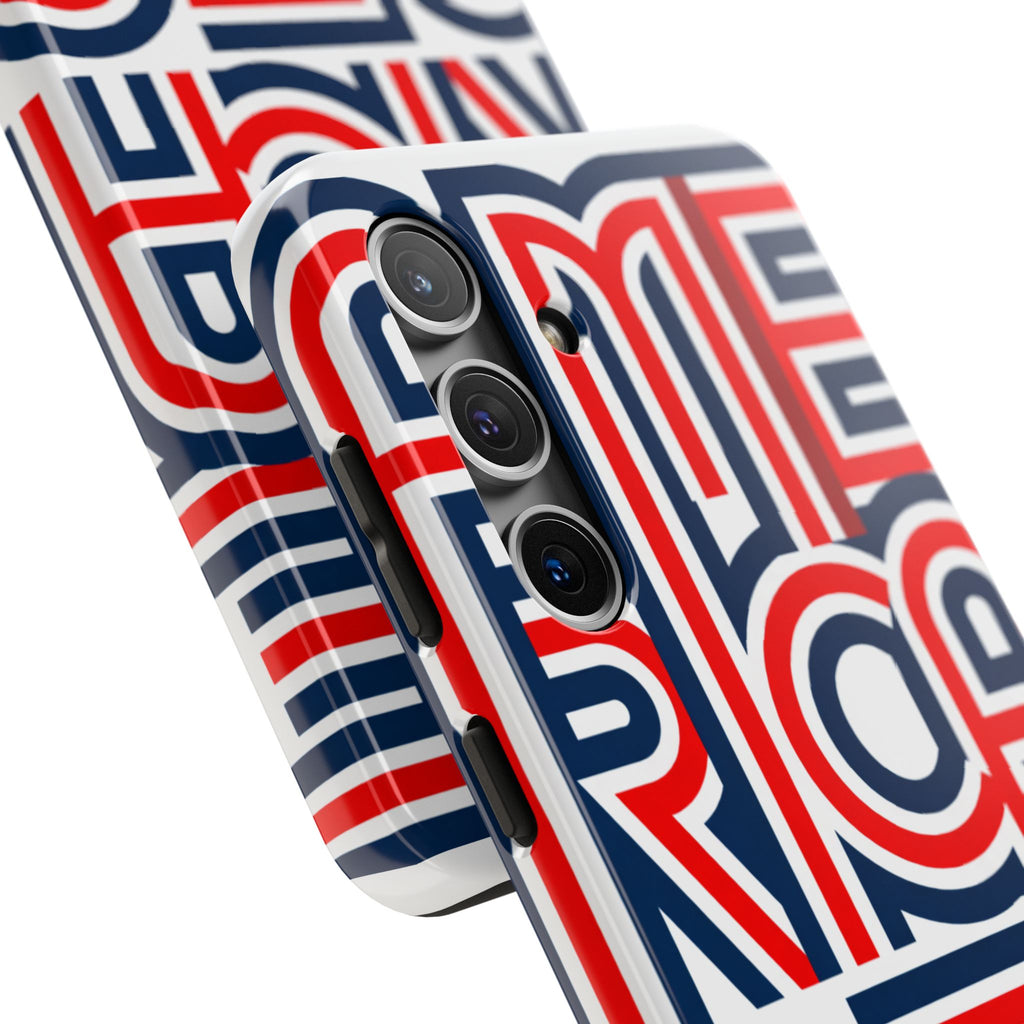 Patriotic 'America 250' Tough Phone Case – Red, White & Blue Retro Typography