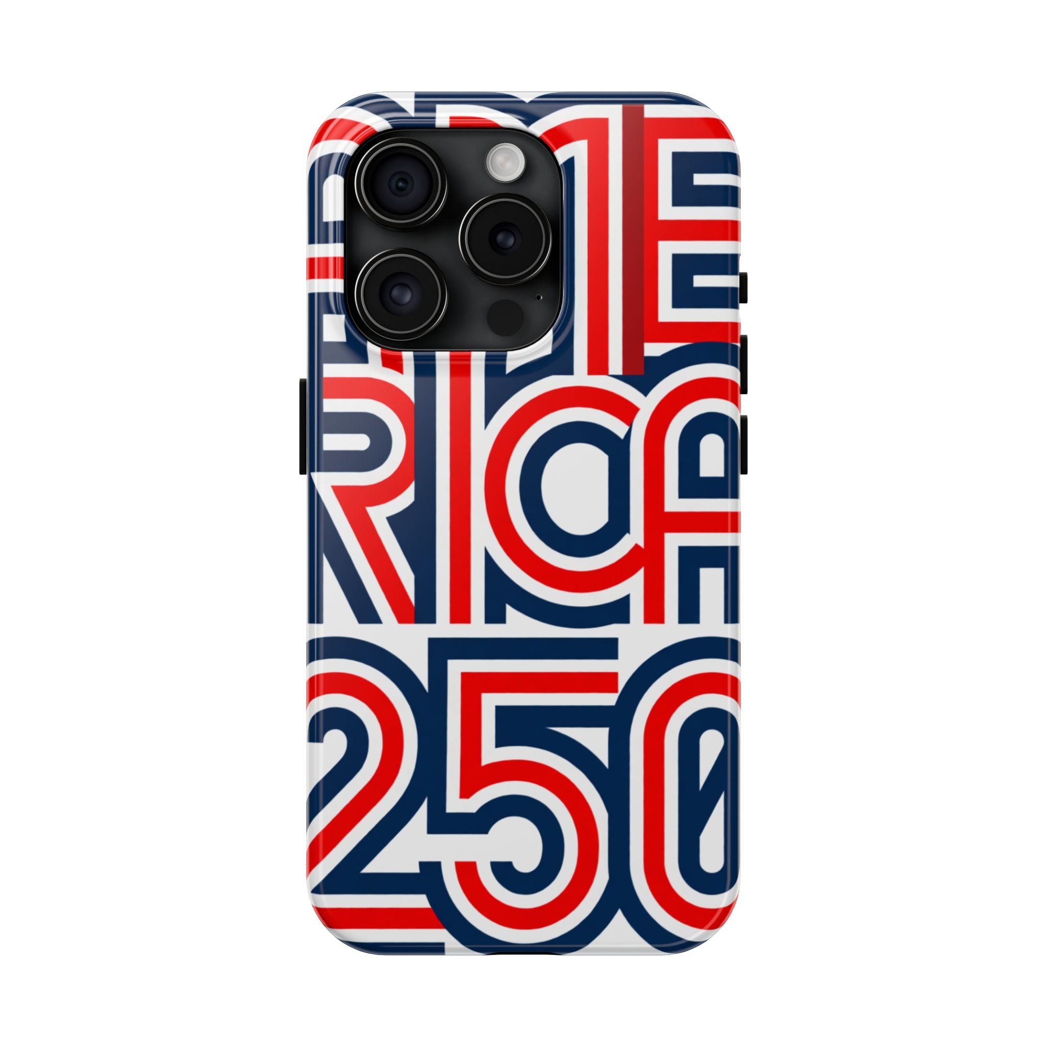 Patriotic 'America 250' Tough Phone Case – Red, White & Blue Retro Typography
