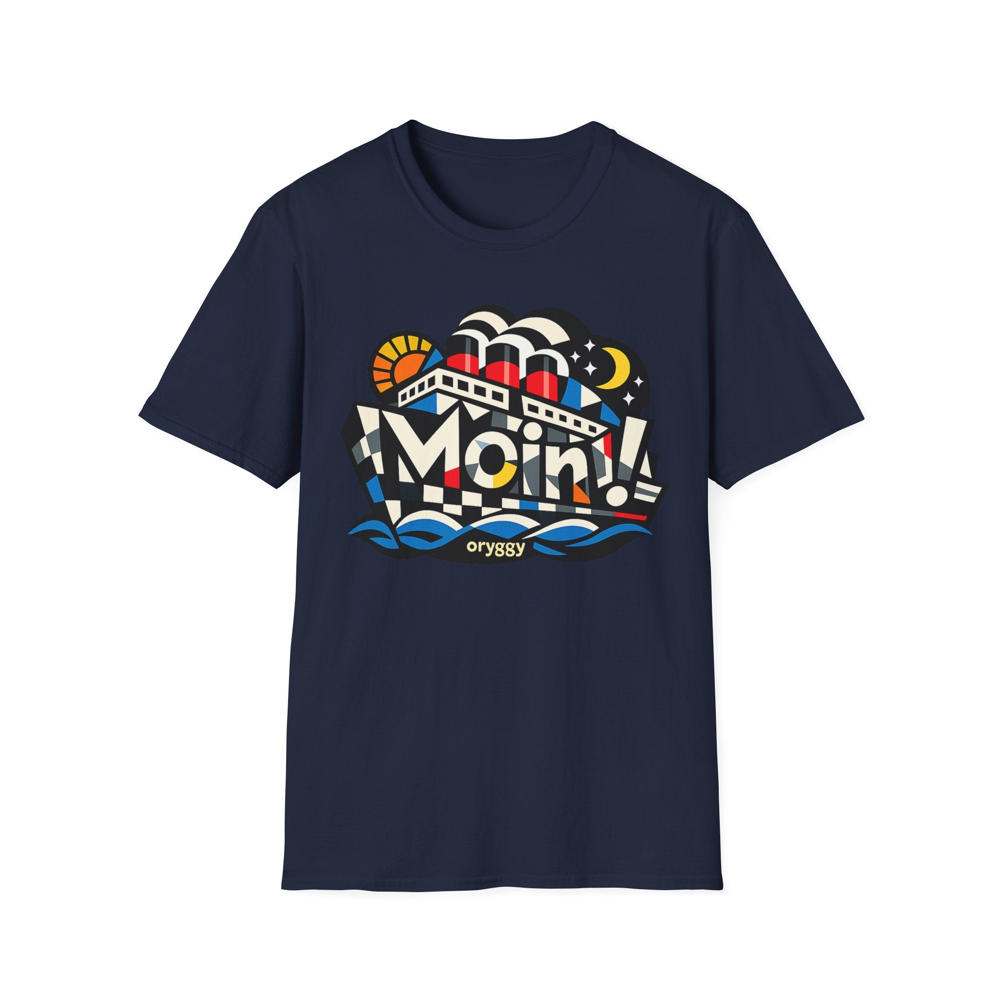 oryggy Originals Summer line T-Shirt — Colorful Retro Nautical 'Moin!' Graphic Tee