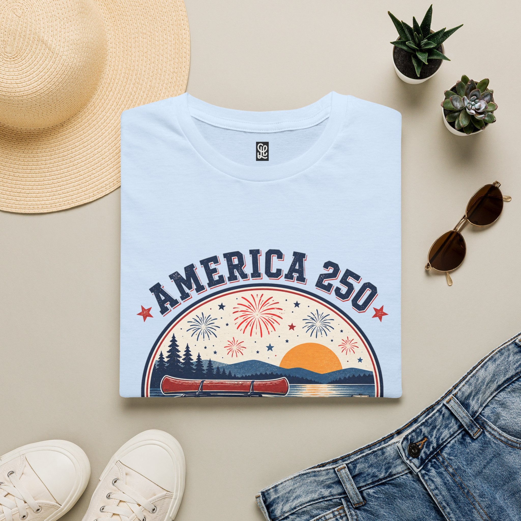 oryggy - america-250-fourth-of-july-personalized-t-shirt-patriotic-fireworks-sunset-tee - Vintage Patriotic Apparel