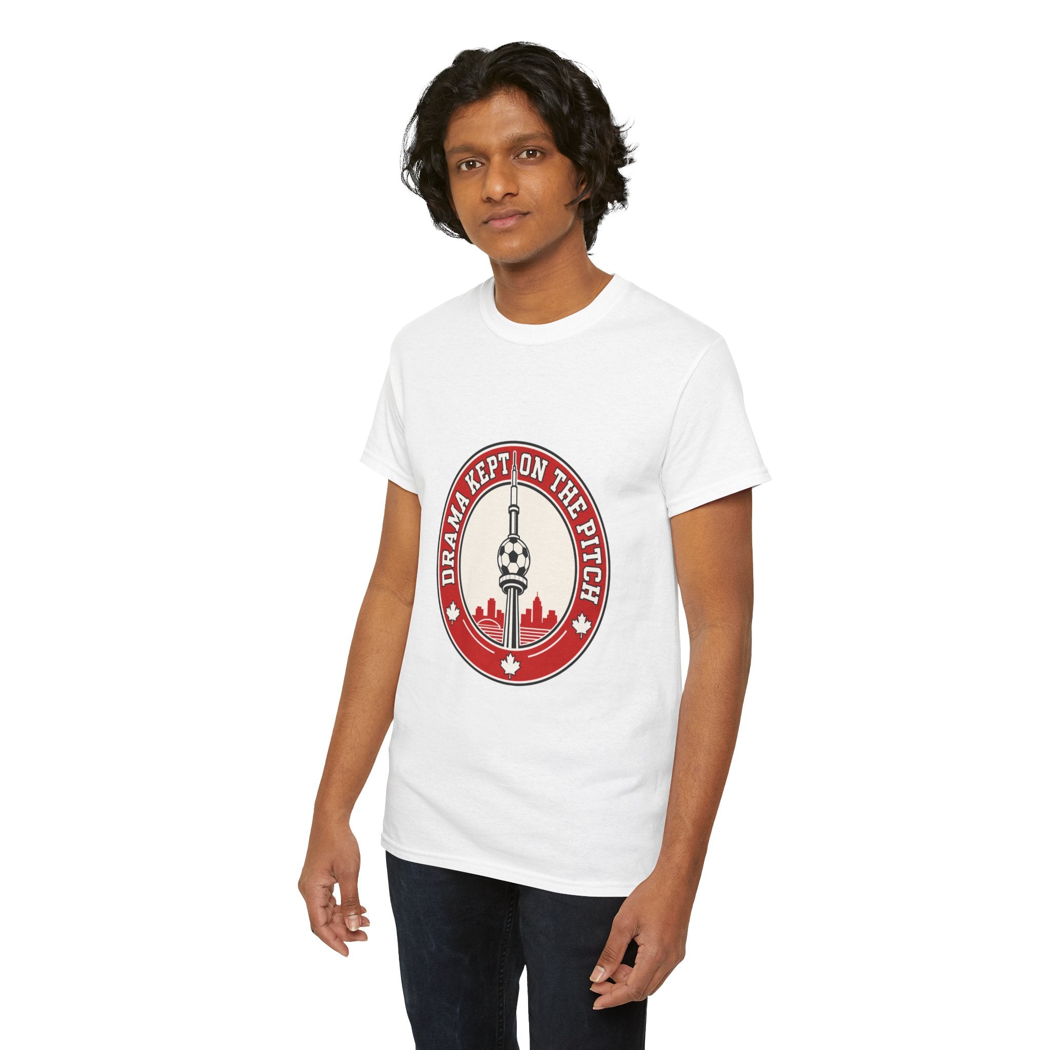 Drama Kept on the Pitch Personalized Soccer Tee — Toronto CN Tower Canadian Soccer Fan Shirt