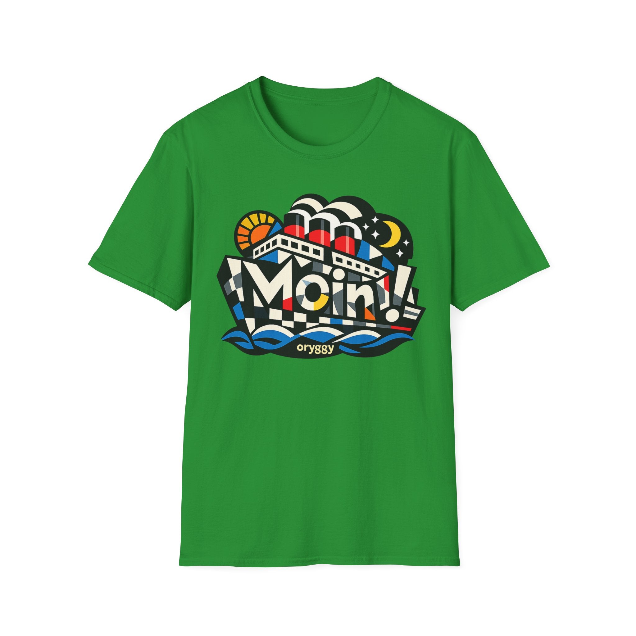 oryggy Originals Summer line T-Shirt — Colorful Retro Nautical 'Moin!' Graphic Tee