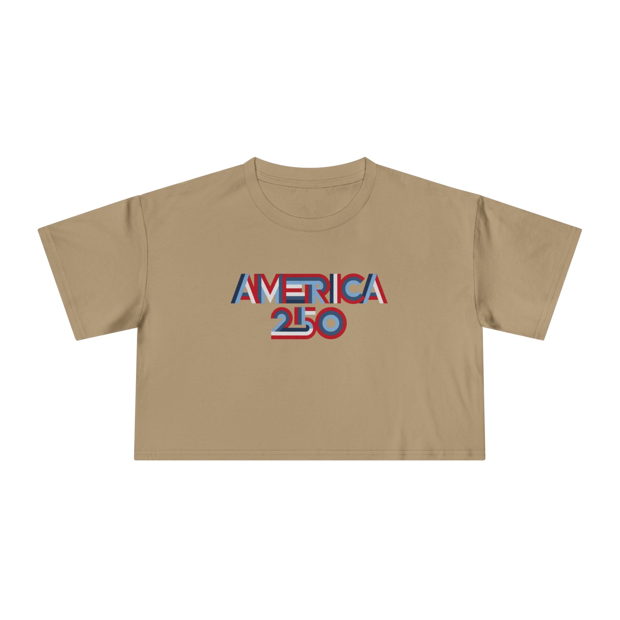 America 250 Crop Tee — Patriotic 3D Red & Blue Graphic