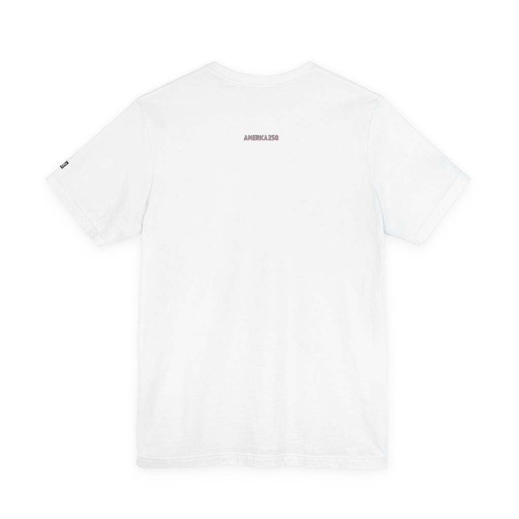 America 250 Tee | Patriotic Red Blue Striped Typography