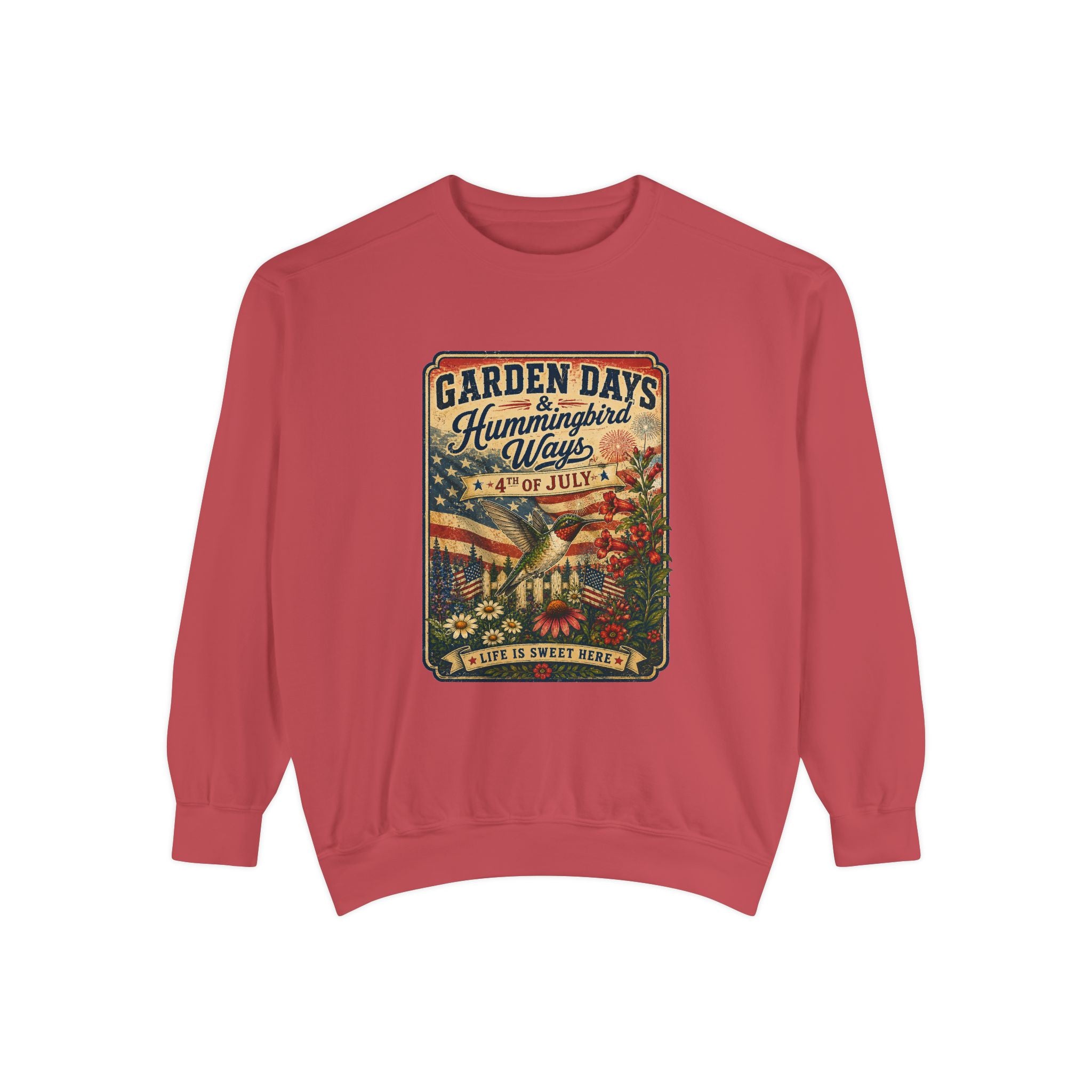 oryggy - america-250-garden-days-summer-sweatshirt-sweet-summer-wings-vintage-floral-4th-of-july-crewneck - Vintage Patriotic Apparel