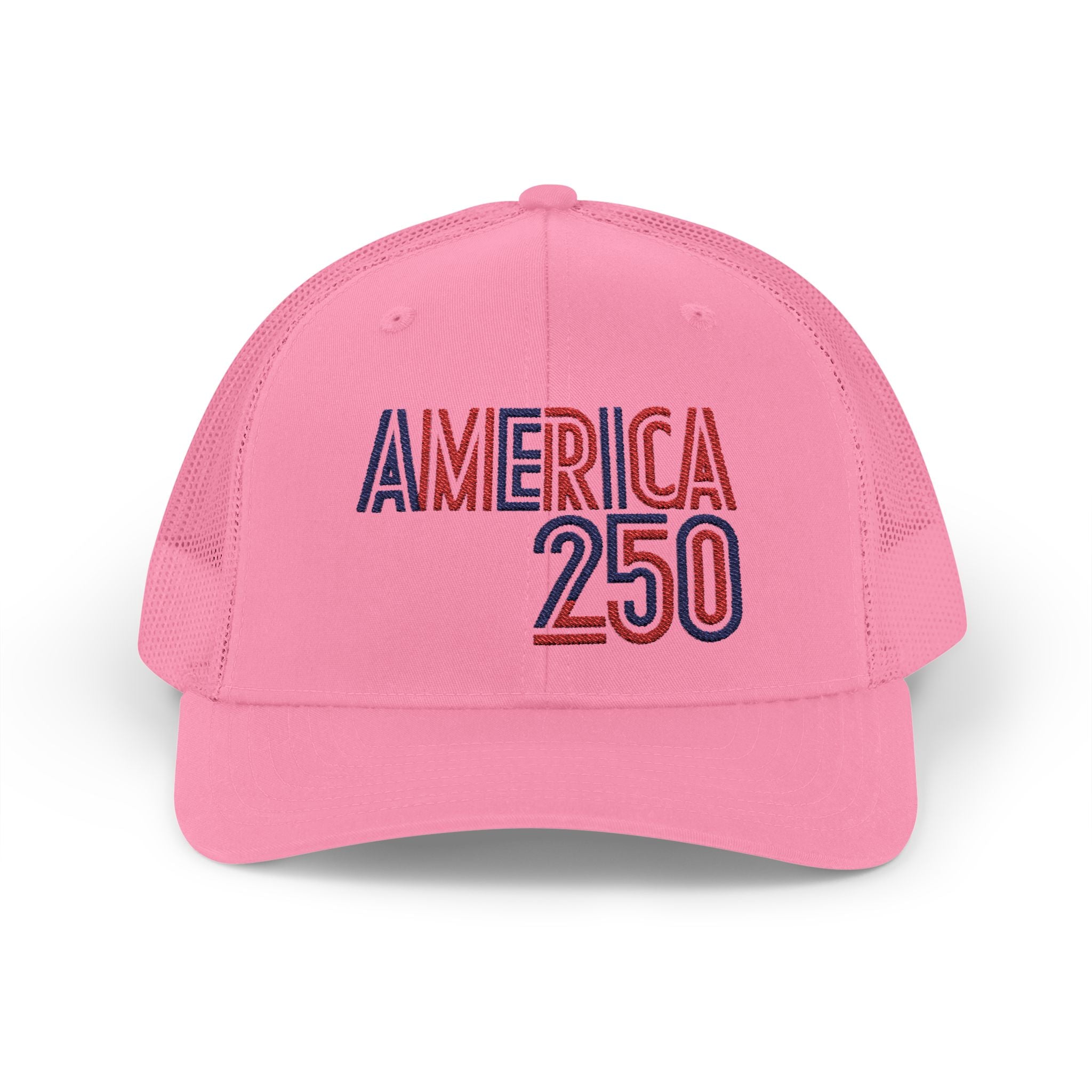 America 250 Snapback Cap | Patriotic USA Flag Text Trucker Hat