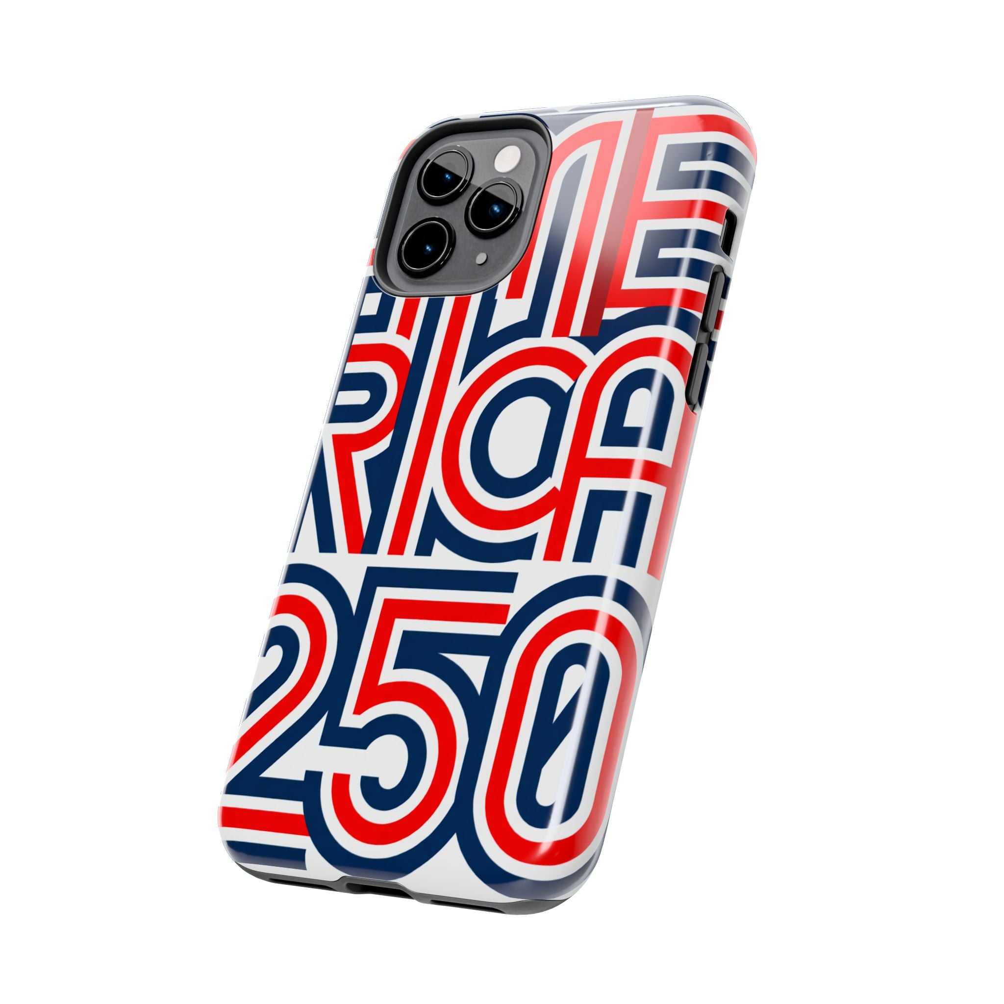 Patriotic 'America 250' Tough Phone Case – Red, White & Blue Retro Typography