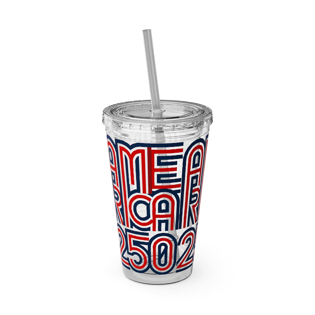 America 250 Tumbler | Patriotic Red White Blue Straw Cup