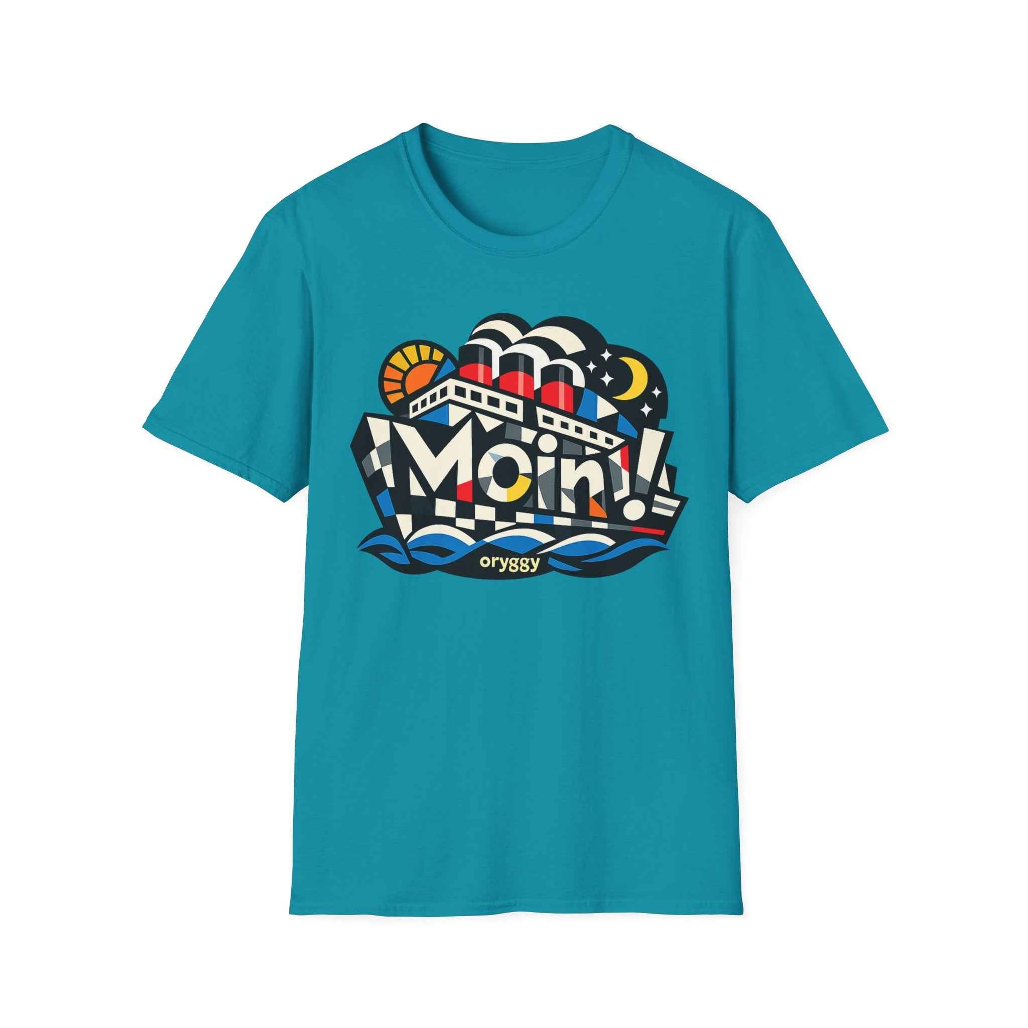 oryggy Originals Summer line T-Shirt — Colorful Retro Nautical 'Moin!' Graphic Tee