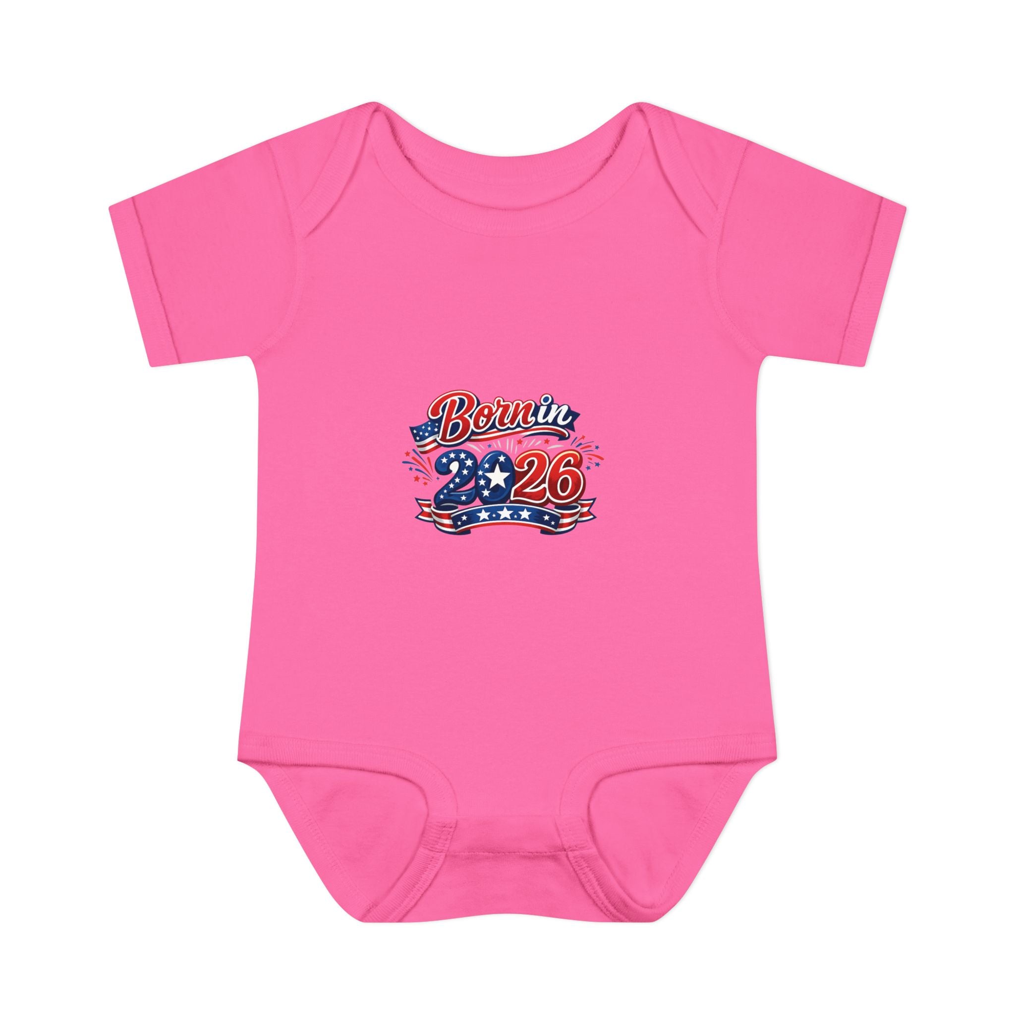 America 250 Personalized Baby Bodysuit - 'Born in 2026' Patriotic Infant One-Piece (Custom Back Text)