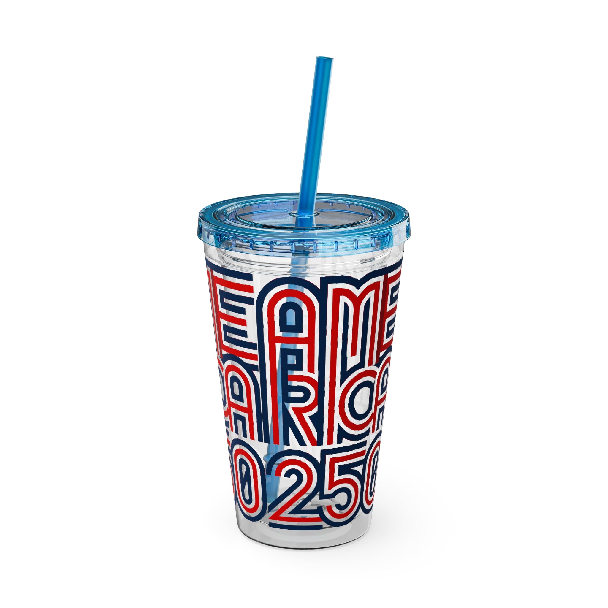 America 250 Tumbler | Patriotic Red White Blue Straw Cup