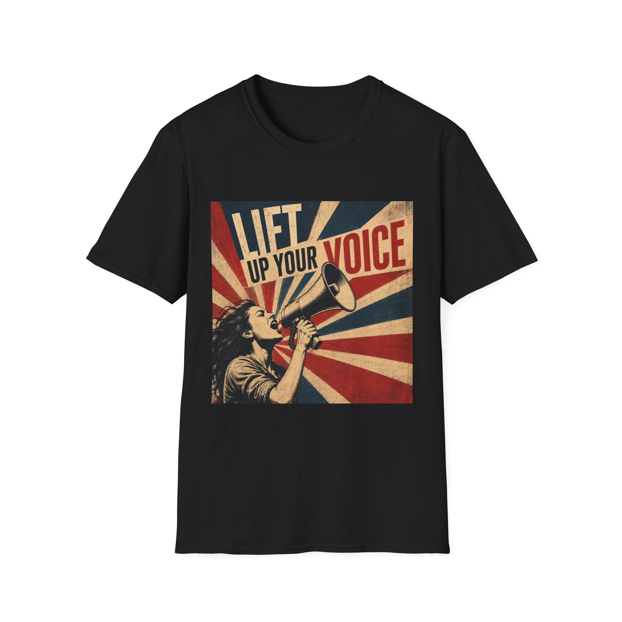 oryggy Originals Summer line Lift Up Your Voice T-Shirt — Retro Megaphone Protest Tee