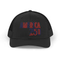 America 250 Snapback Cap | Patriotic USA Flag Text Trucker Hat