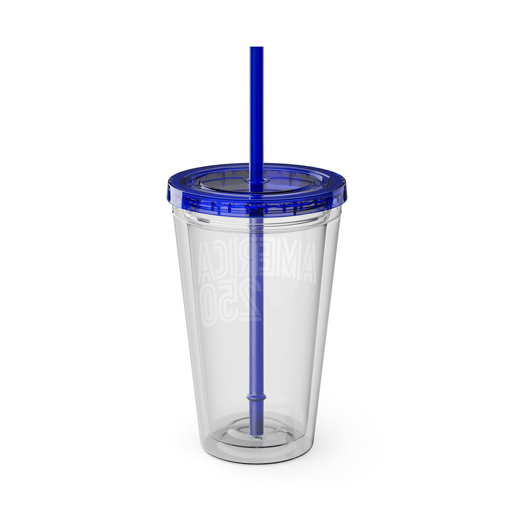 America 250 Tumbler | 16oz Clear Straw Cup