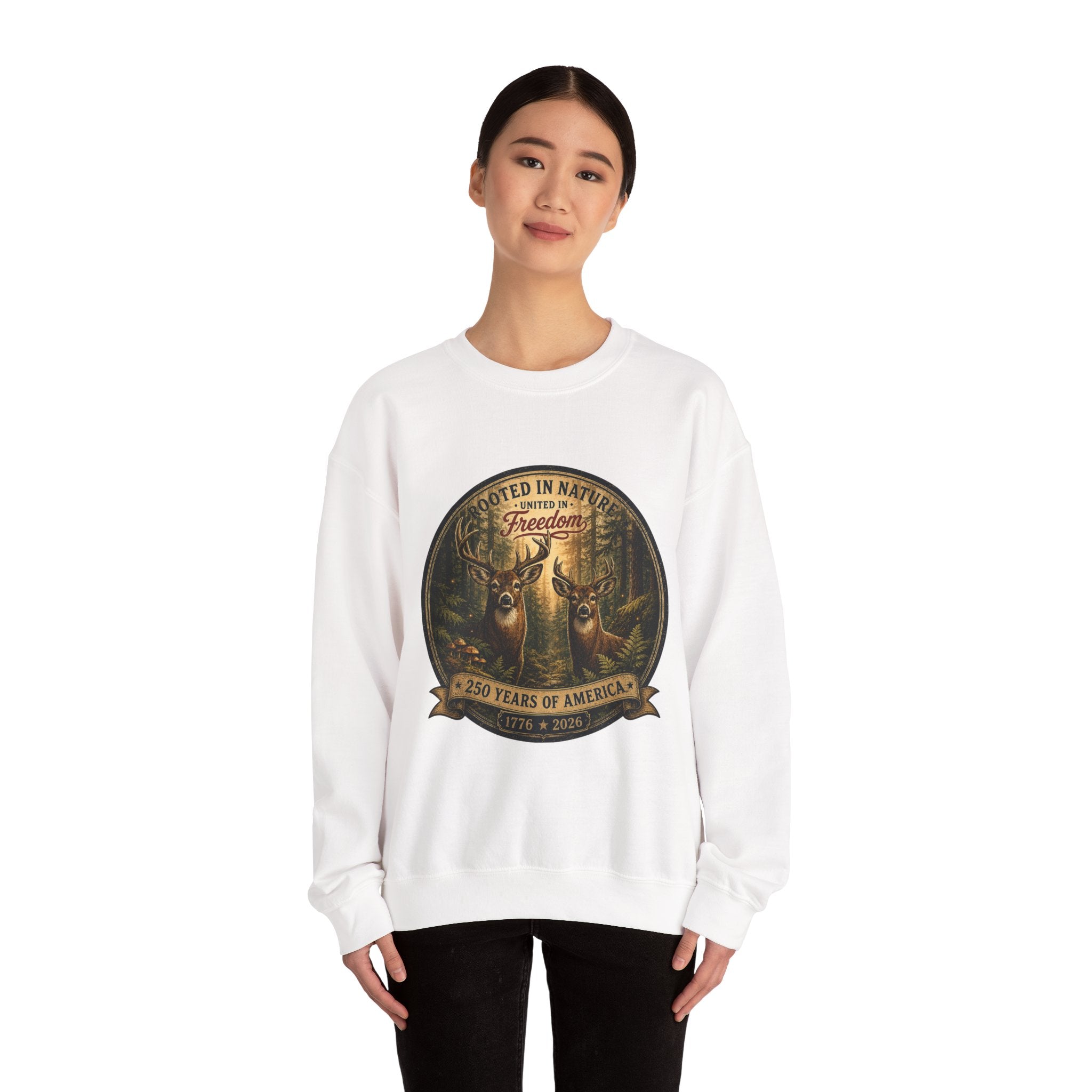 oryggy - america-250-unisex-heavy-blend™-crewneck-sweatshirt-rooted-in-nature - Vintage Patriotic Apparel